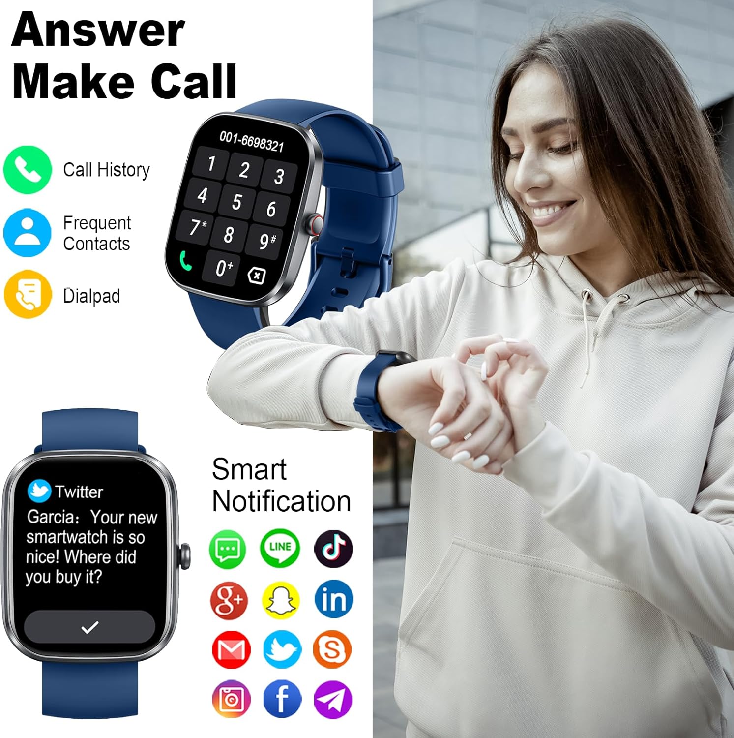 Detalle de Soudorv Smart Watch for Men and Women (2026) with 1.91-inch HD Screen, Bluetooth 5.4, 115+ Sports, IP68 Waterproof
