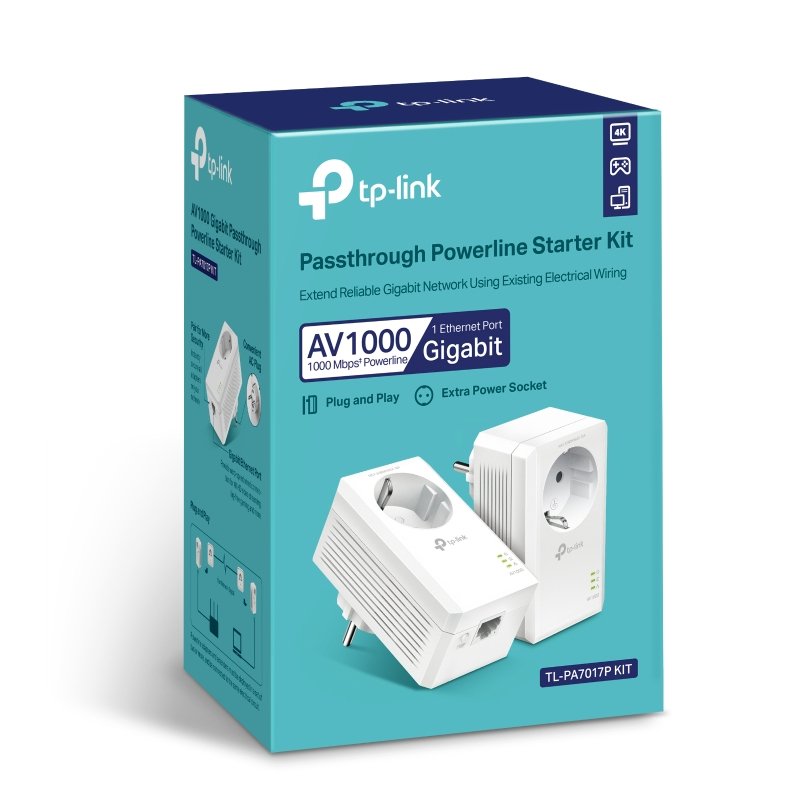 Detalle 2 de TP-Link TL-PA7017P KIT PLC Powerline AV1000 con enchufe incorporado