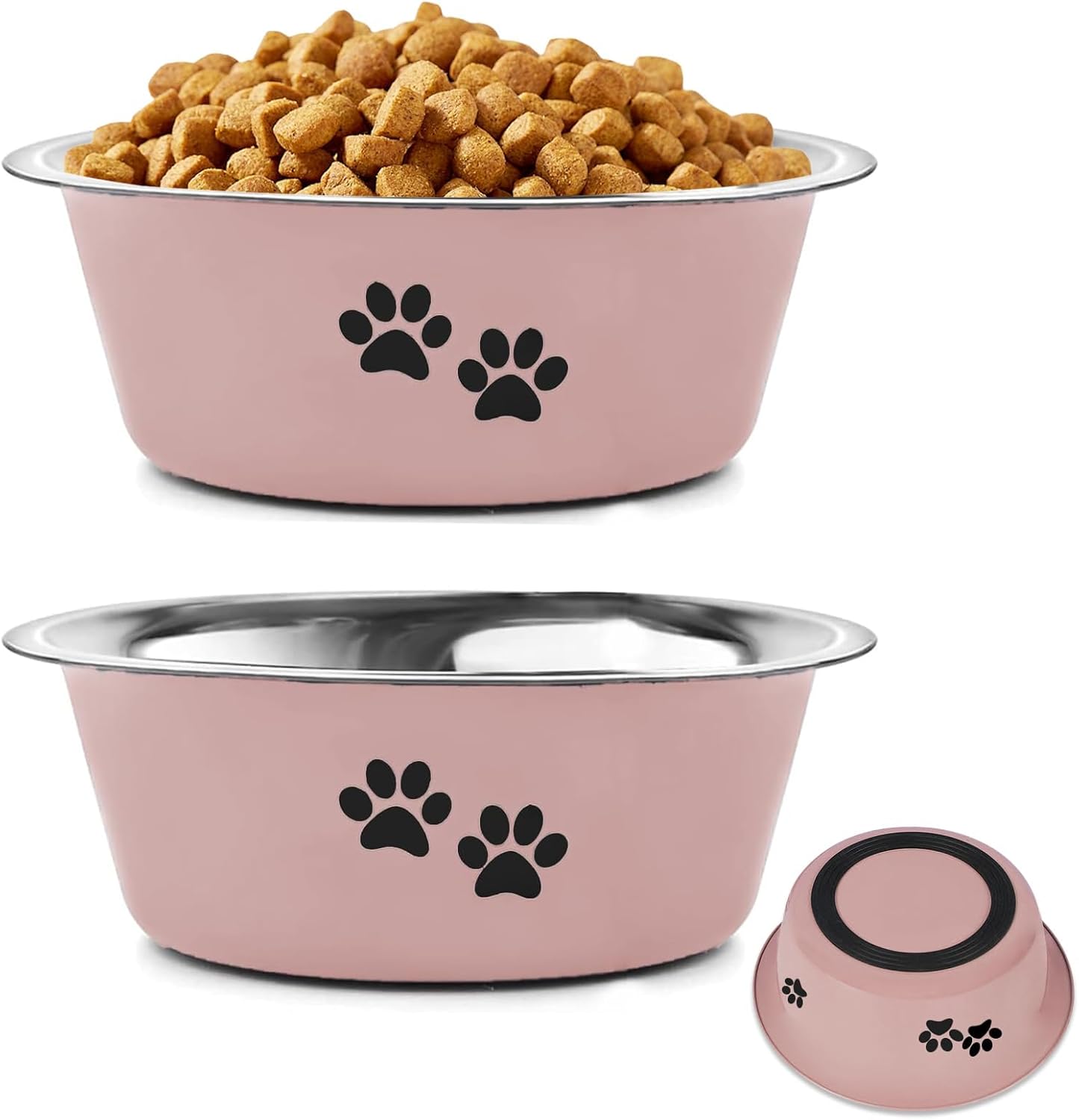 YUDANSI 860ml Pink Dog Bowls 2 Pack