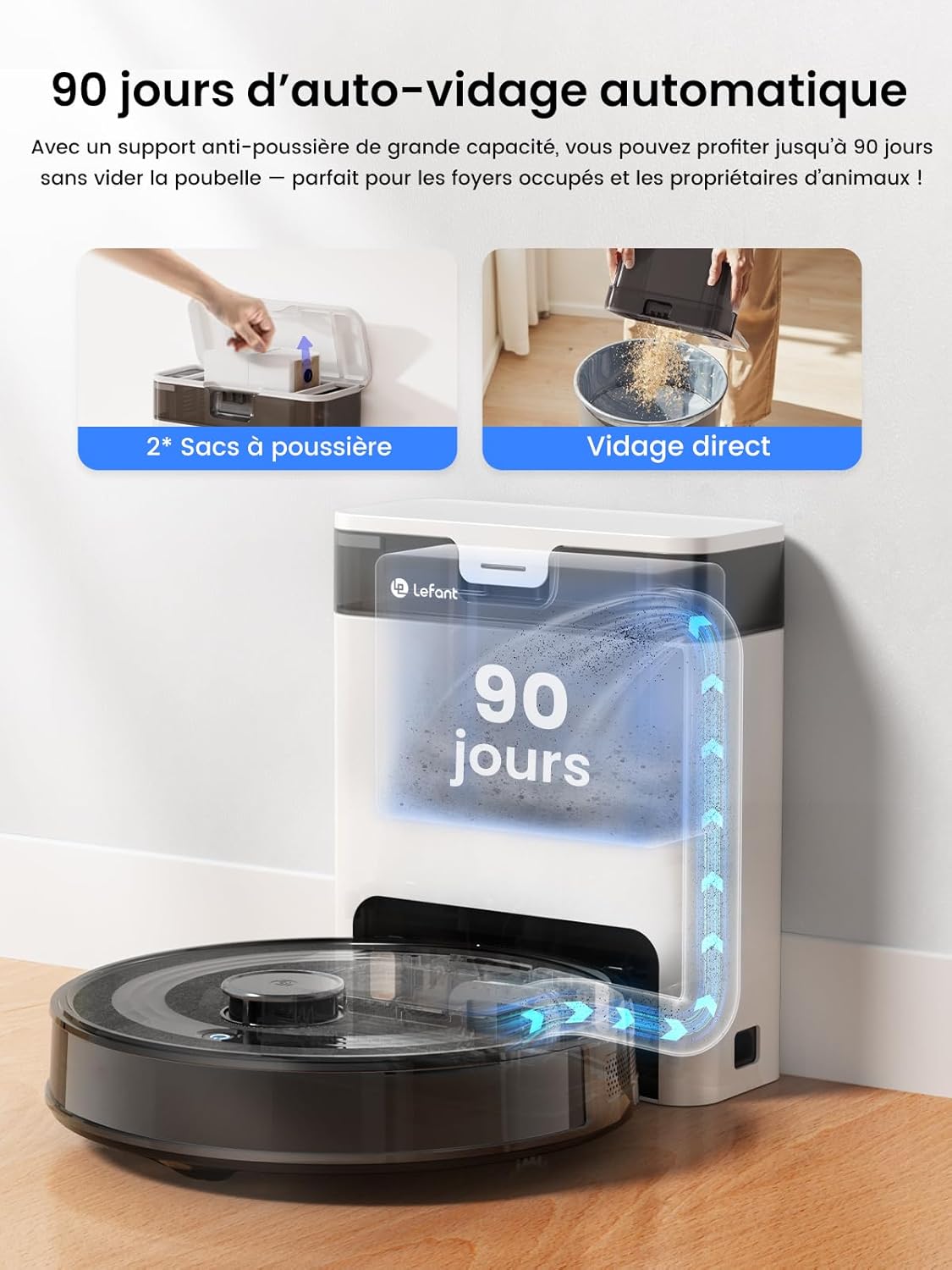 Thumbnail 2 de Lefant M2 Pro Robot Aspirateur Laveur 6000 Pa avec station d’autovandage et navigation laser dToF 3D