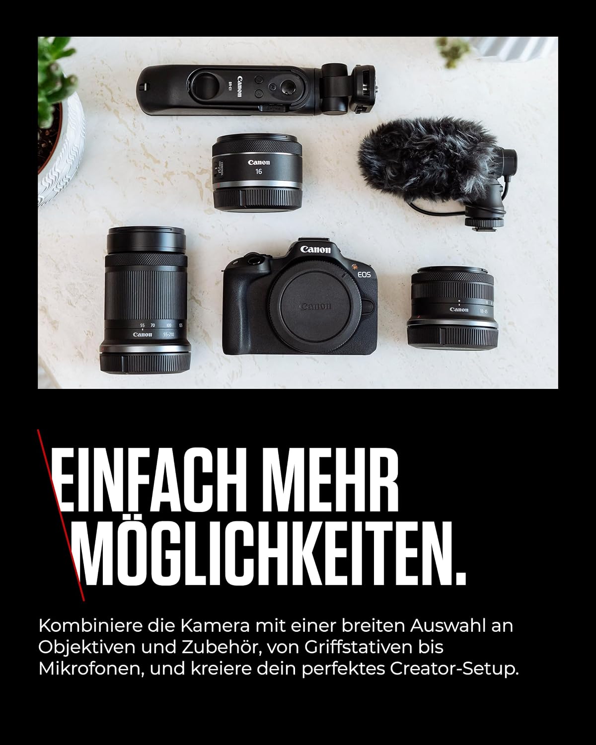 Detalle de Canon EOS R50 Systemkamera + RF-S 18-45mm is STM – kompakteHybridkamera mit KI-Fokus und 4K