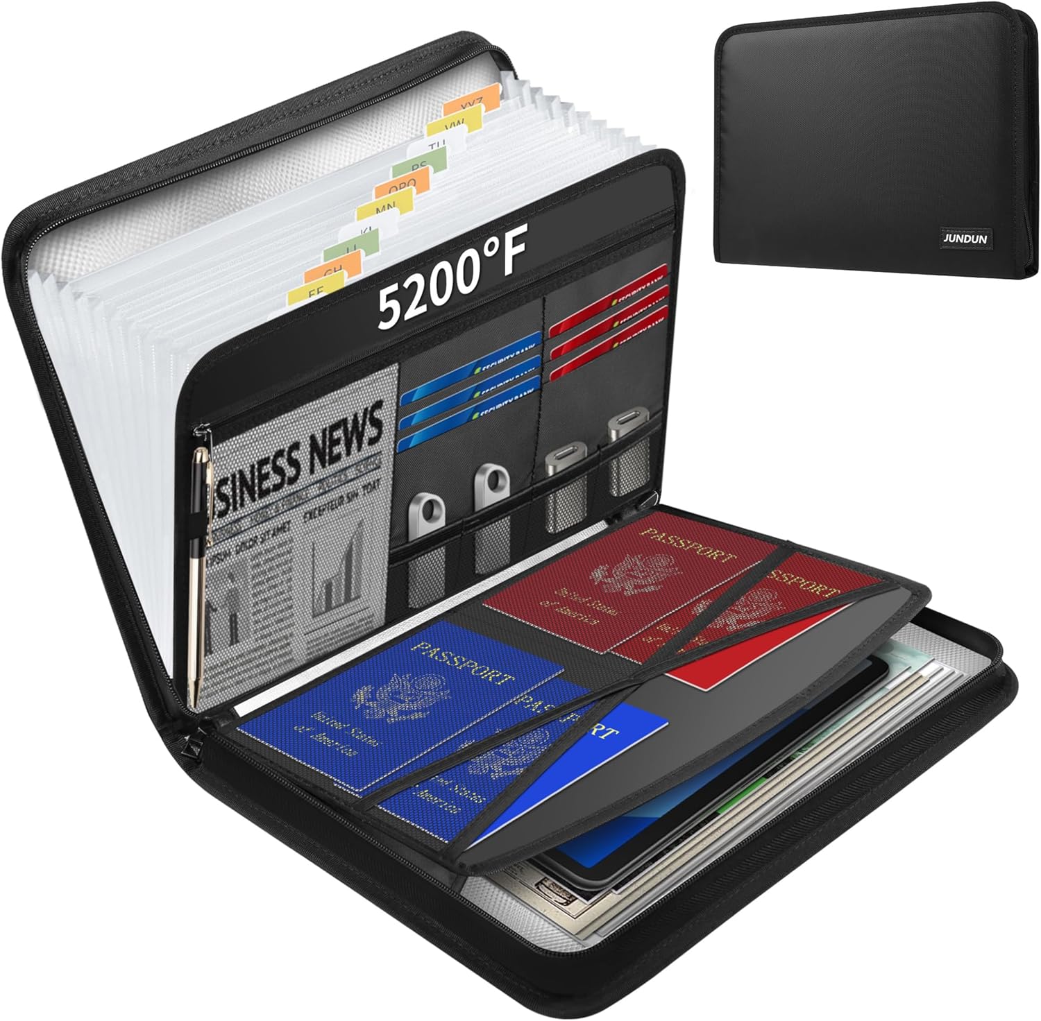 Thumbnail 6 de JUNDUN Fireproof Document Organiser 13-pocket 🔖