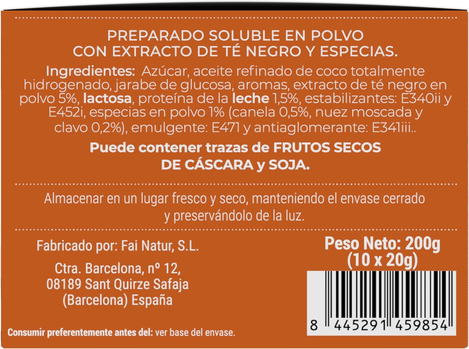 Detalle de Moment Tea Chai Latte ☕️ - Pack de 10 Sobres Monodosis
