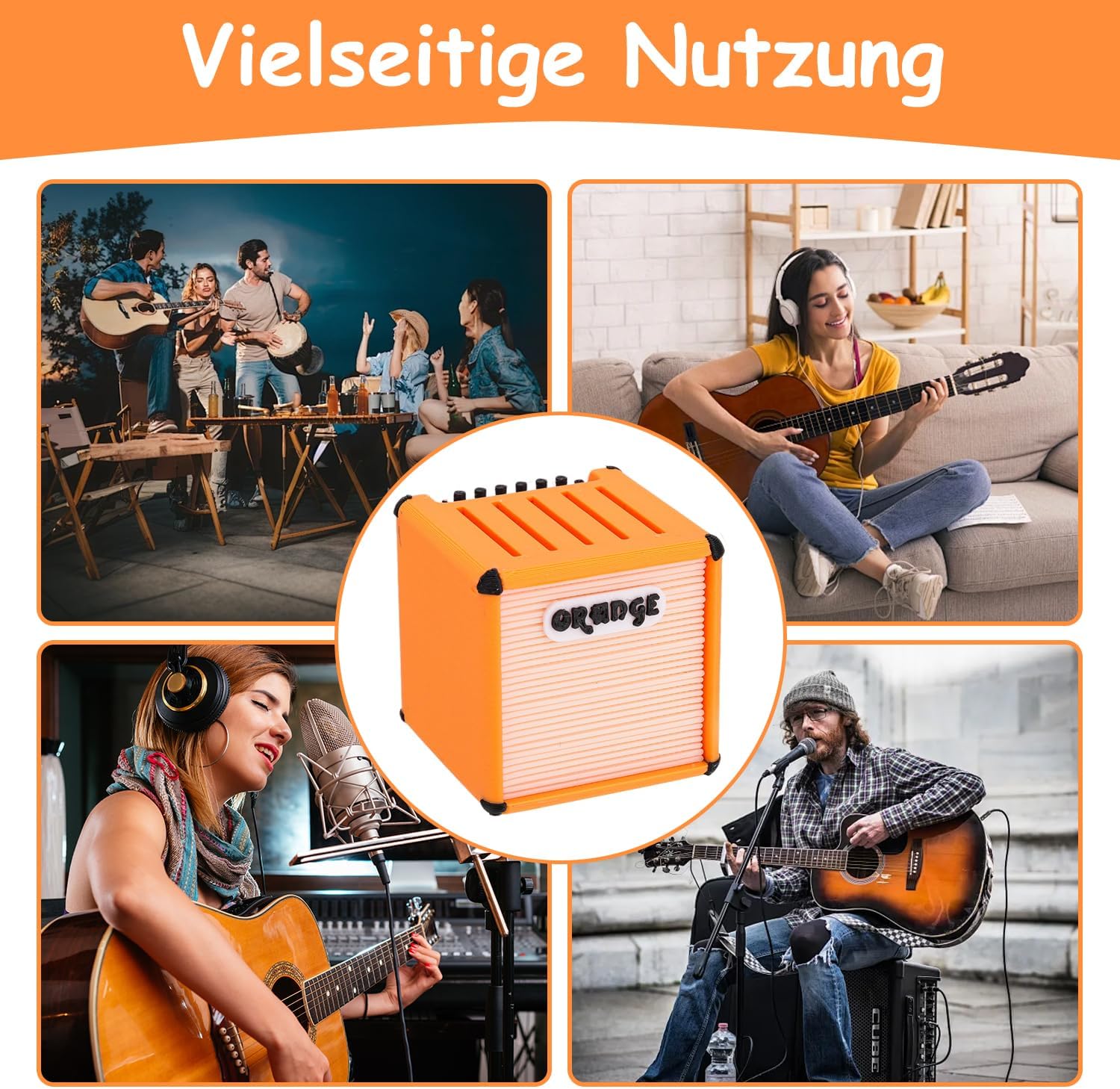 Detalle 2 de LUMIREX Gitarren Plektrum Halter – Plektrum Box mit Orange Lautsprecher Design