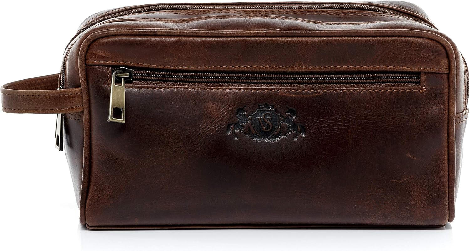 Detalle 2 de SID & VAIN Gatwick Large Leather Wash Bag – A practical, handmade toiletry companion