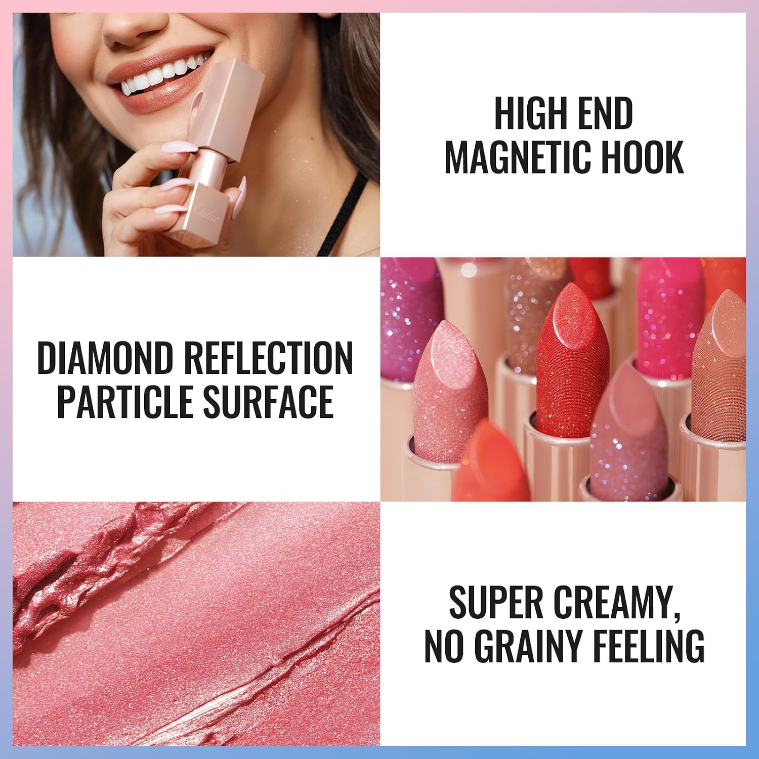 Detalle de OULAC Infinite Moisture Shine Rossetto idratante lucido con glitter corallo Sunrise (04)