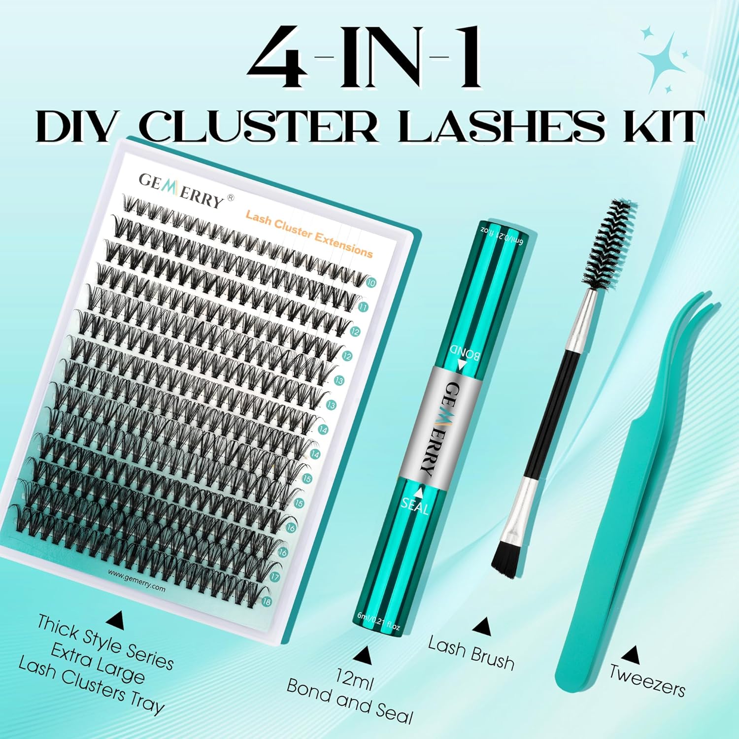 Thumbnail 6 de GEMERRY Einzelwimpern-Set 40D/50D Cluster Wimpern 0.07D – DIY Wimpernverlängerung für Zuhause