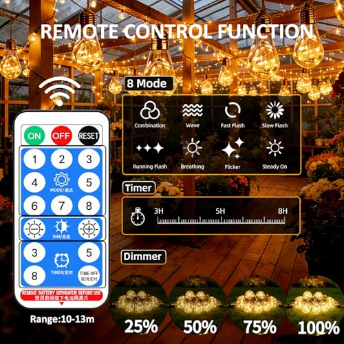 Thumbnail 3 de Caldarax 8M Guirnaldas Luces Exterior Solar con Control Remoto y 16 LED – 8 Modos, IP65
