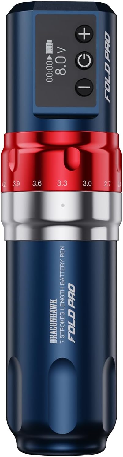 Detalle 2 de Dragonhawk Fold Pro Wireless Tattoo Maschine Pen – Stilo, Potenza e Versatilità