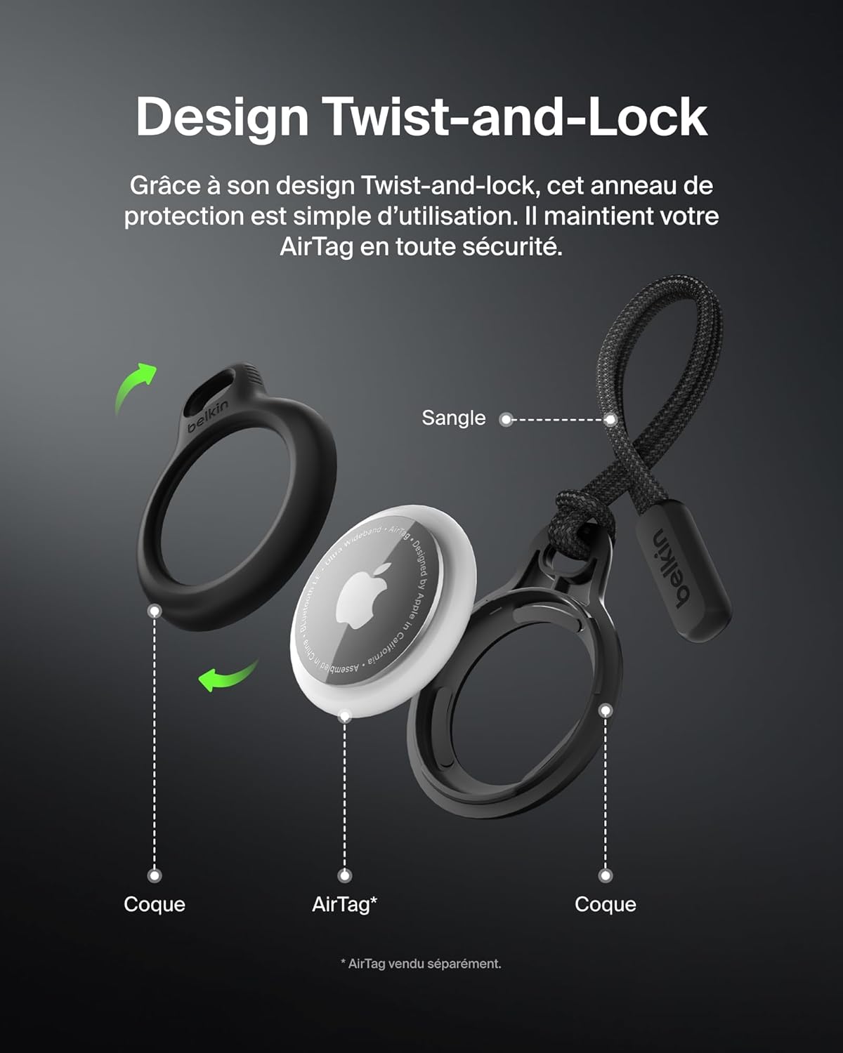 Thumbnail 3 de Belkin Anneau de protection pour AirTag — noir