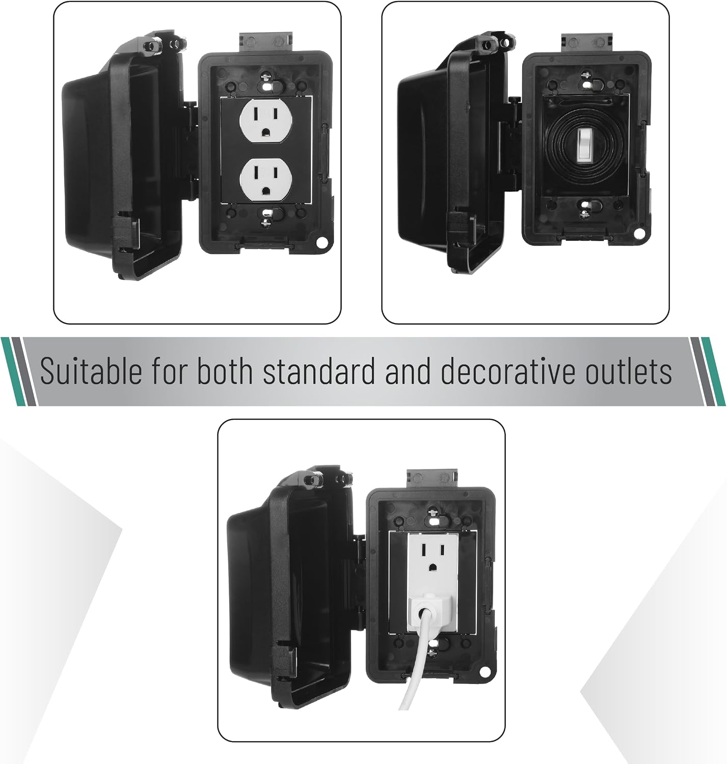 Thumbnail 1 de Bates Choice GQJF001B433VC Weatherproof 1-Gang Outdoor Outlet Cover, Black