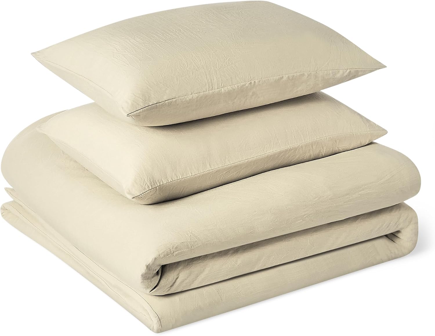 Amazon Basics Brushed Microfibre Bedding Set 3-Piece King Beige