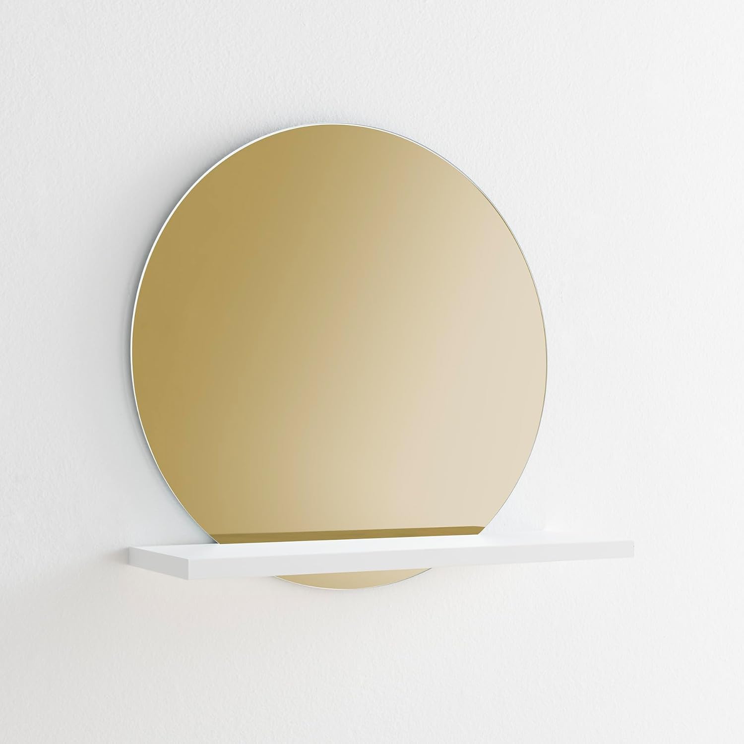 Detalle de ARHome Specchio Tondo Bronzato con Mensola, 60 x 60 x 22 cm – Bianco Opaco, Made in Italy