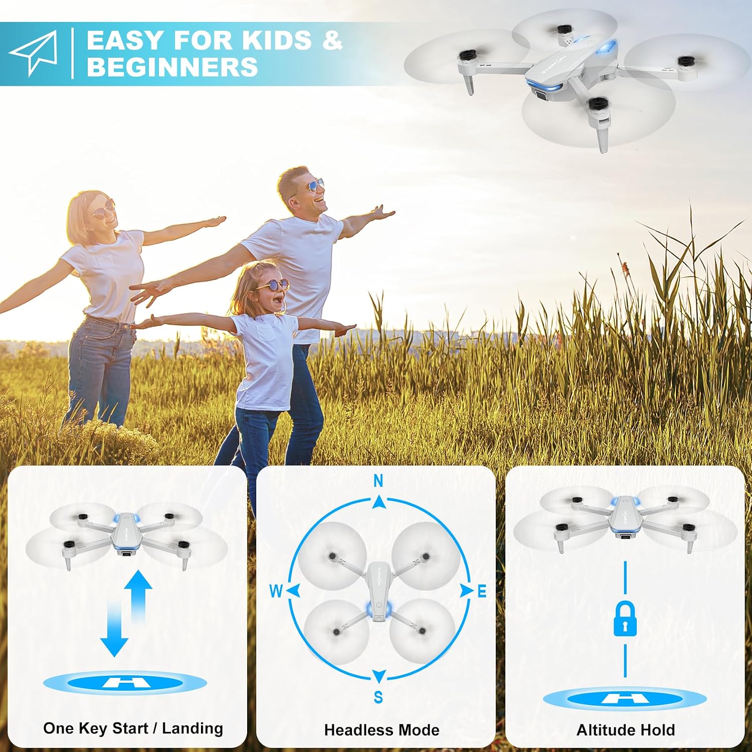 Detalle de Beginner-Friendly Foldable Quadcopter Drone with 1080P Camera, Voice & Gesture Controls