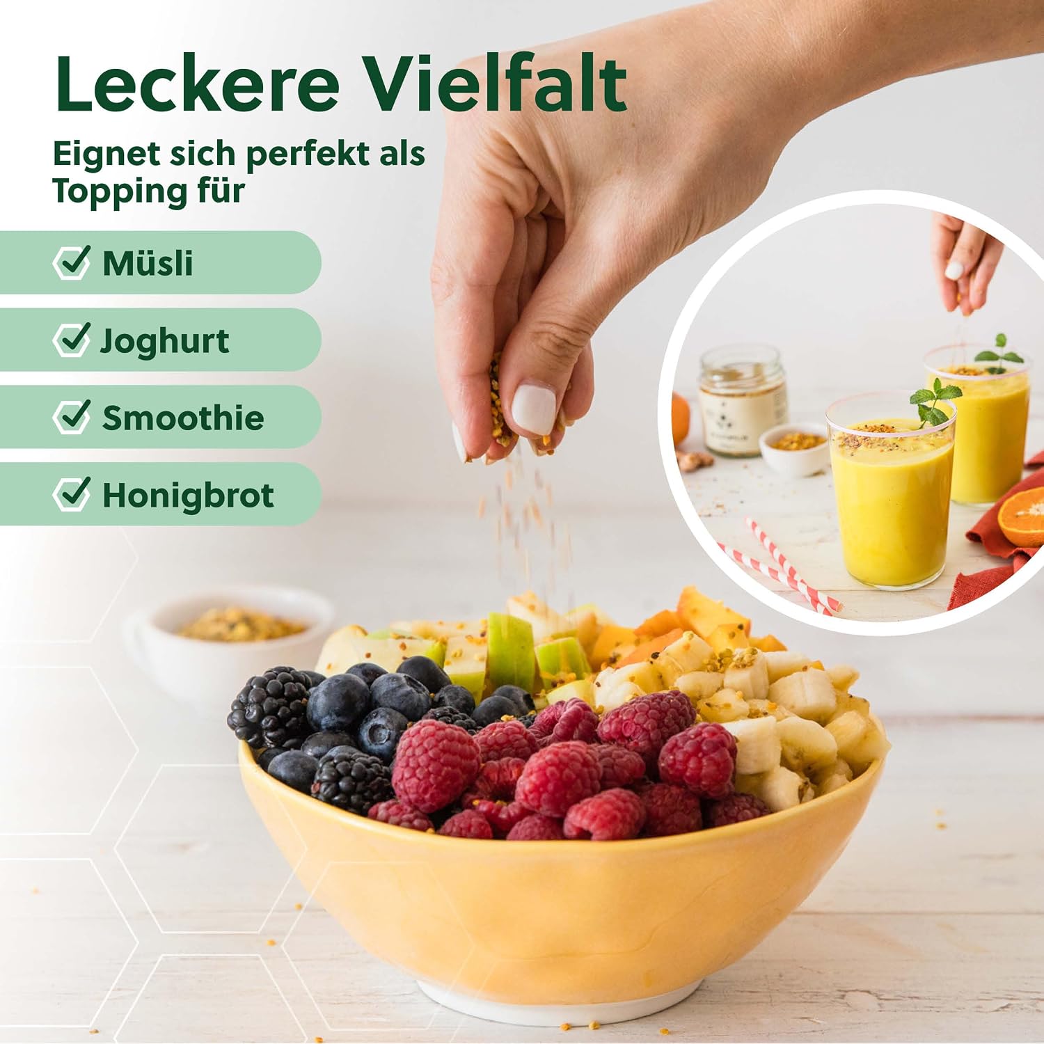 Thumbnail 2 de beegut Blütenpollen BIO (250 g) mild süß – 100 % Bio, natürlich und schonend gewonnen