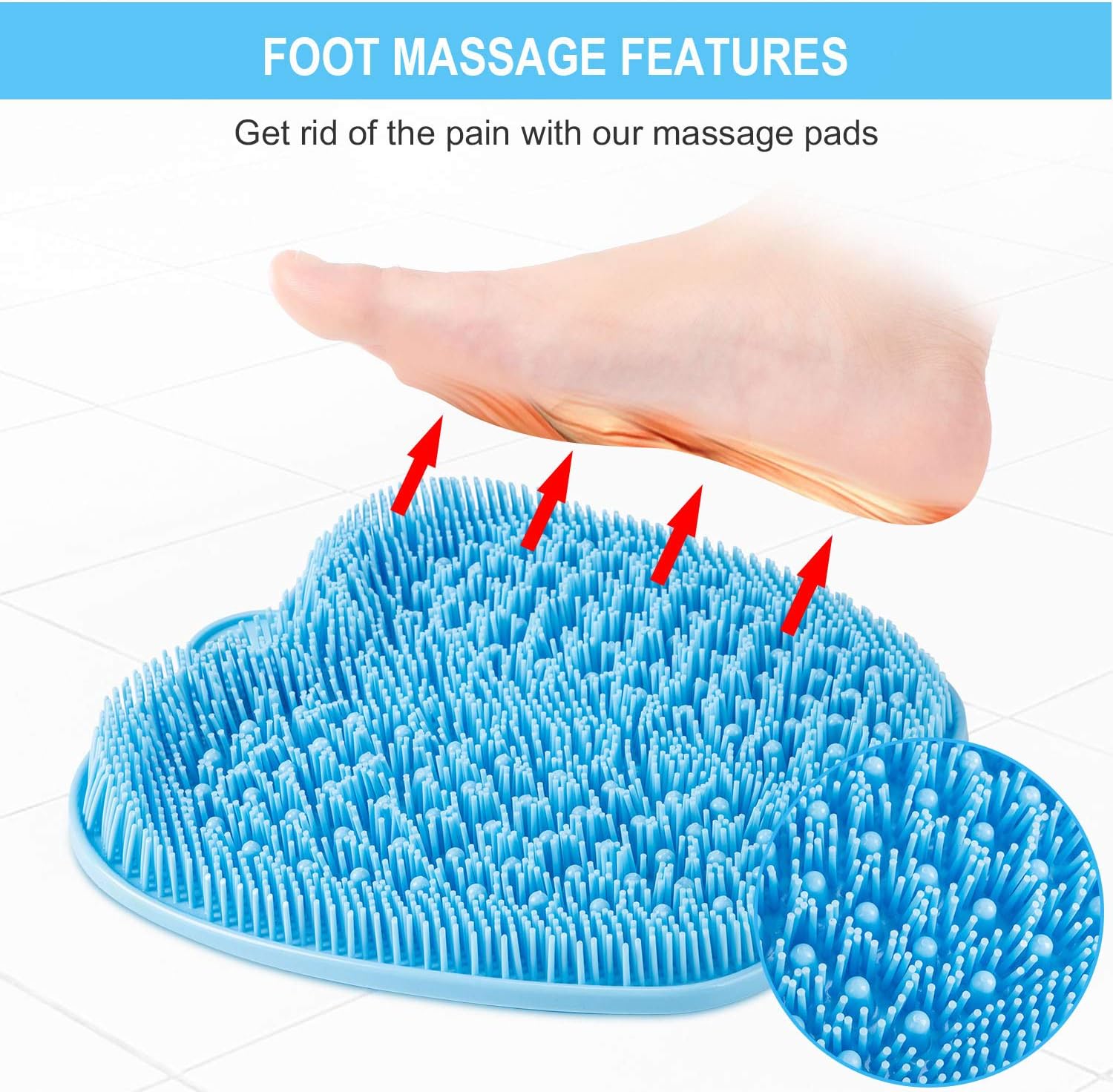 Detalle 1 de BESKAR FS-900 XL Shower Foot Scrubber Mat, Square with Non-Slip Suction Cups