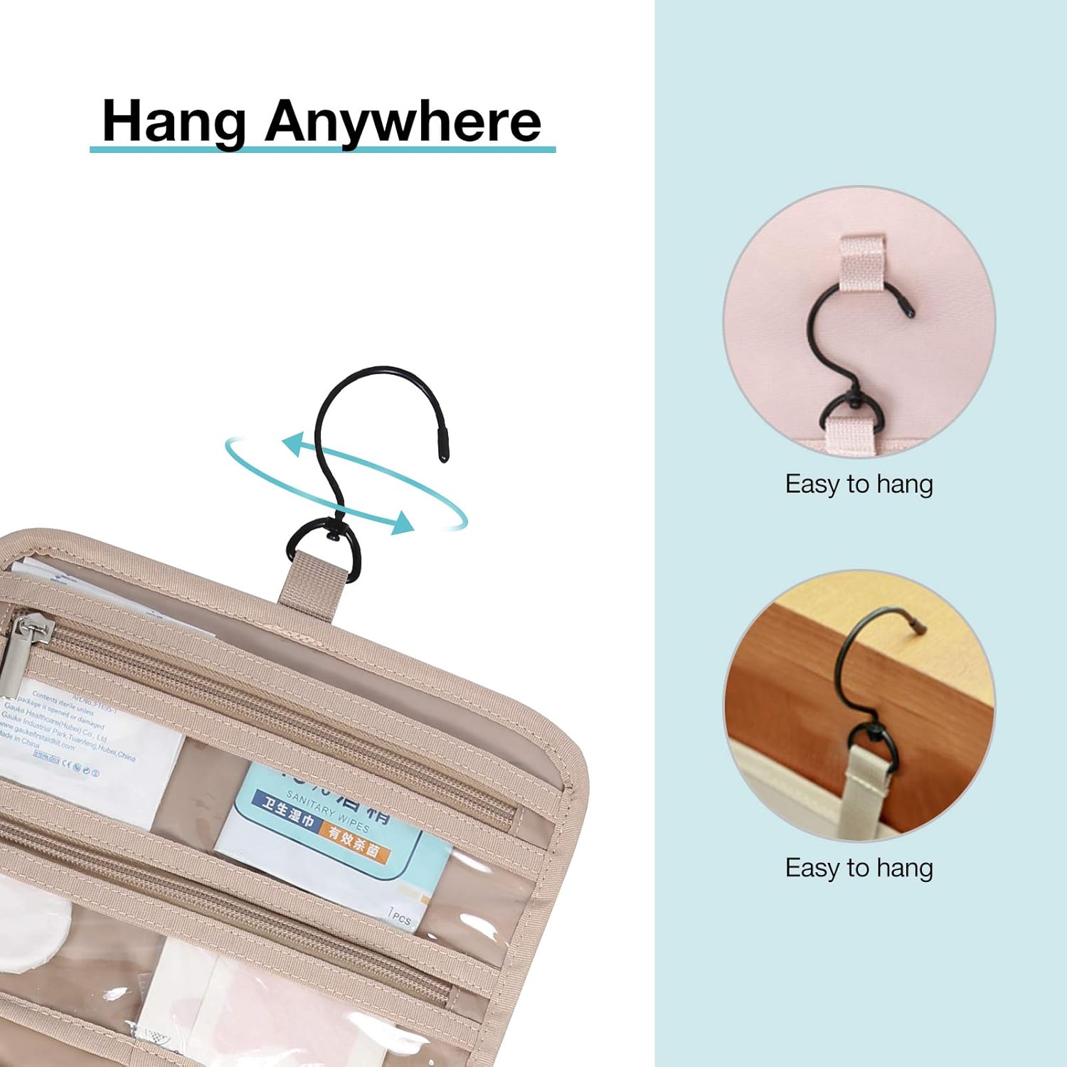 Thumbnail 2 de BAGSMART Hanging Travel Toiletry Organizer with TSA-Approved Clear Bag in Large Teal