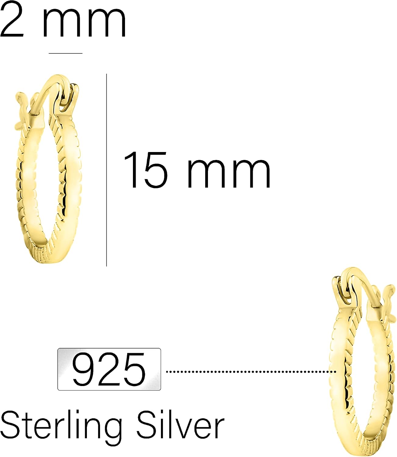 Detalle 2 de Sofia Milani Damen-Ohrringe aus 925 Silber – geriffelte Creolen