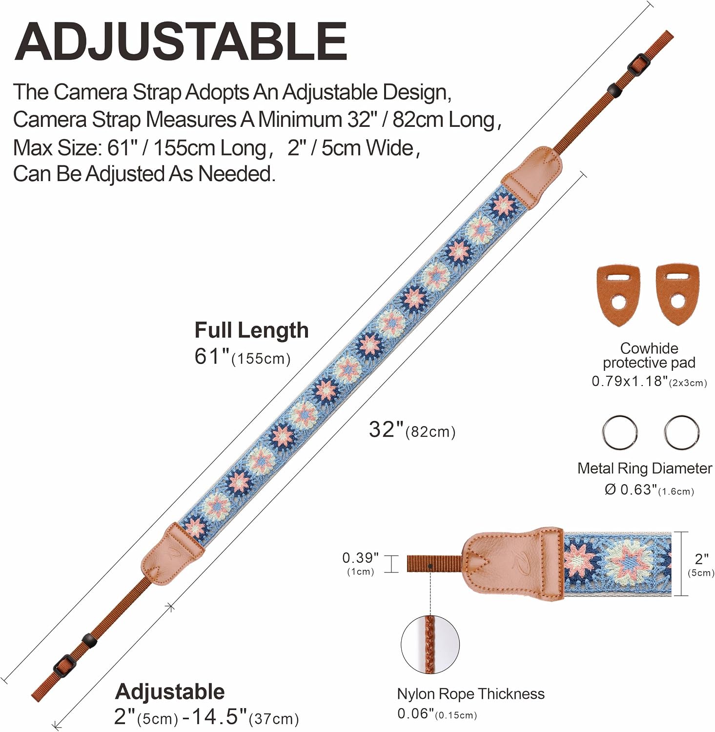 Thumbnail 3 de Padwa Pink Daisy Camera Strap