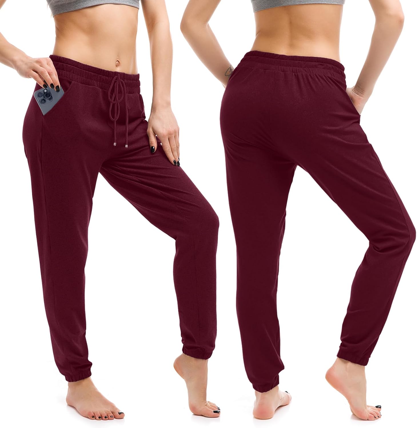 Detalle de Walifrey Women's Joggers with Pockets: Comfortable Everyday Lounging and Activewear