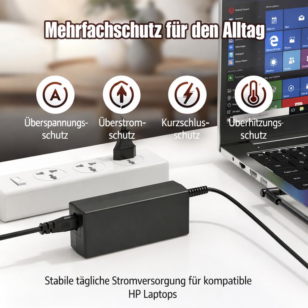 Thumbnail 4 de 45-Watt Laptop-Ladekabel Netzteil für HP (u. a. Pavilion X360 / EliteBook / ProBook) – 4,5 x 3,0 mm, kompatibel mit 741727-001
