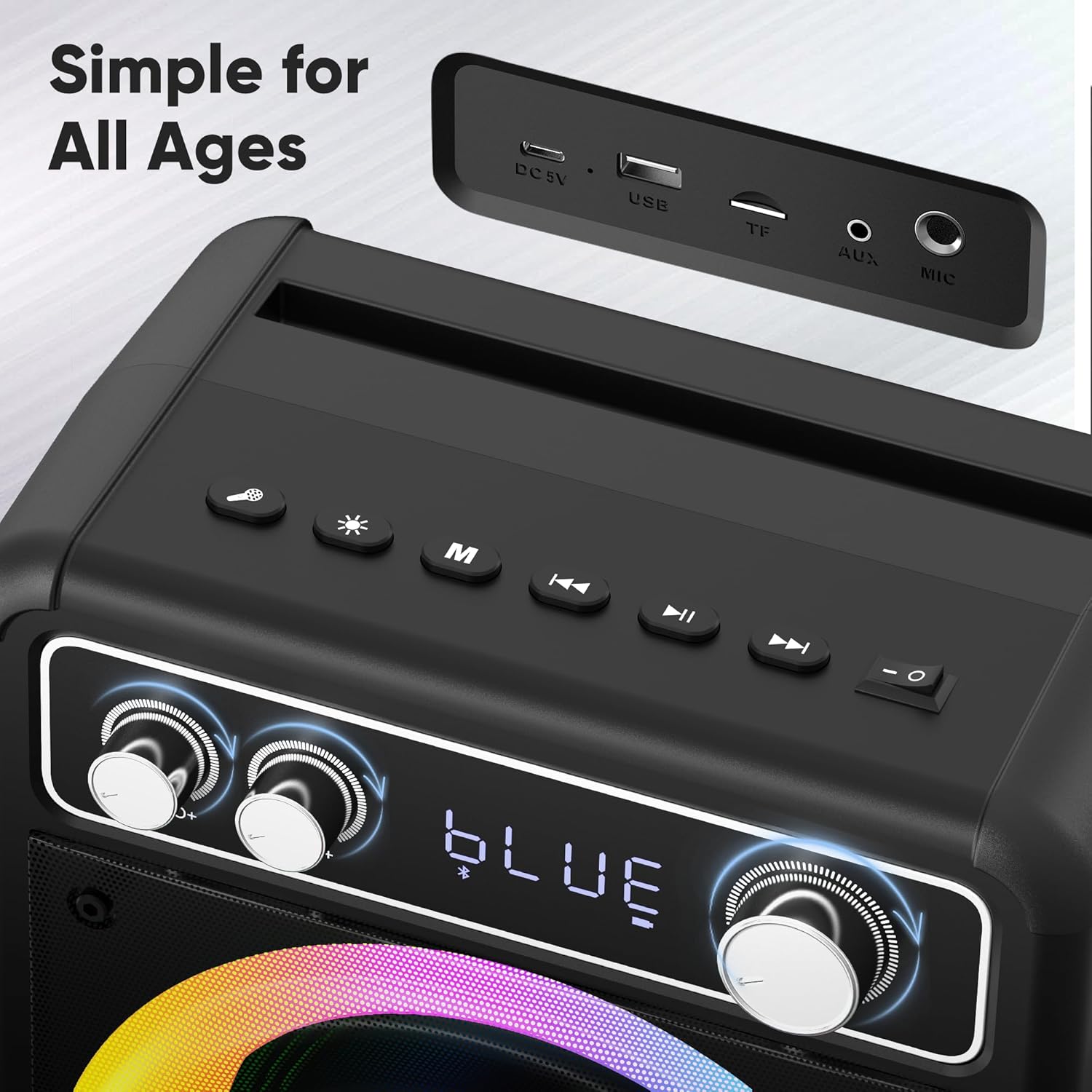 Thumbnail 6 de VOSOCO Karaoke Machine with 2 Wireless Microphones and Bluetooth 5.2