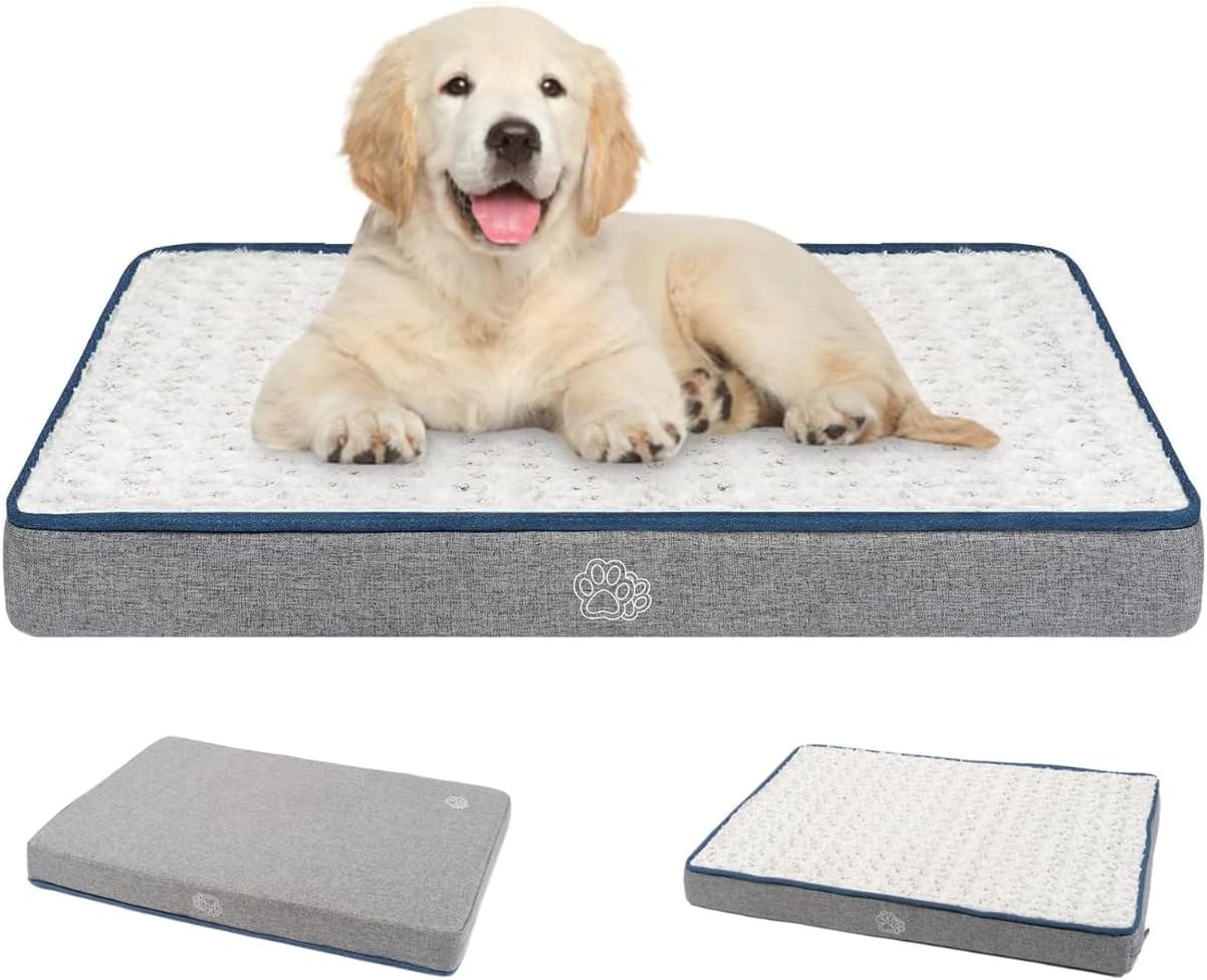 Thumbnail 6 de EMPSIGN Tapis de couchage réversible chaud et froid pour chien (89 cm), lavable avec support en mousse à alvéoles