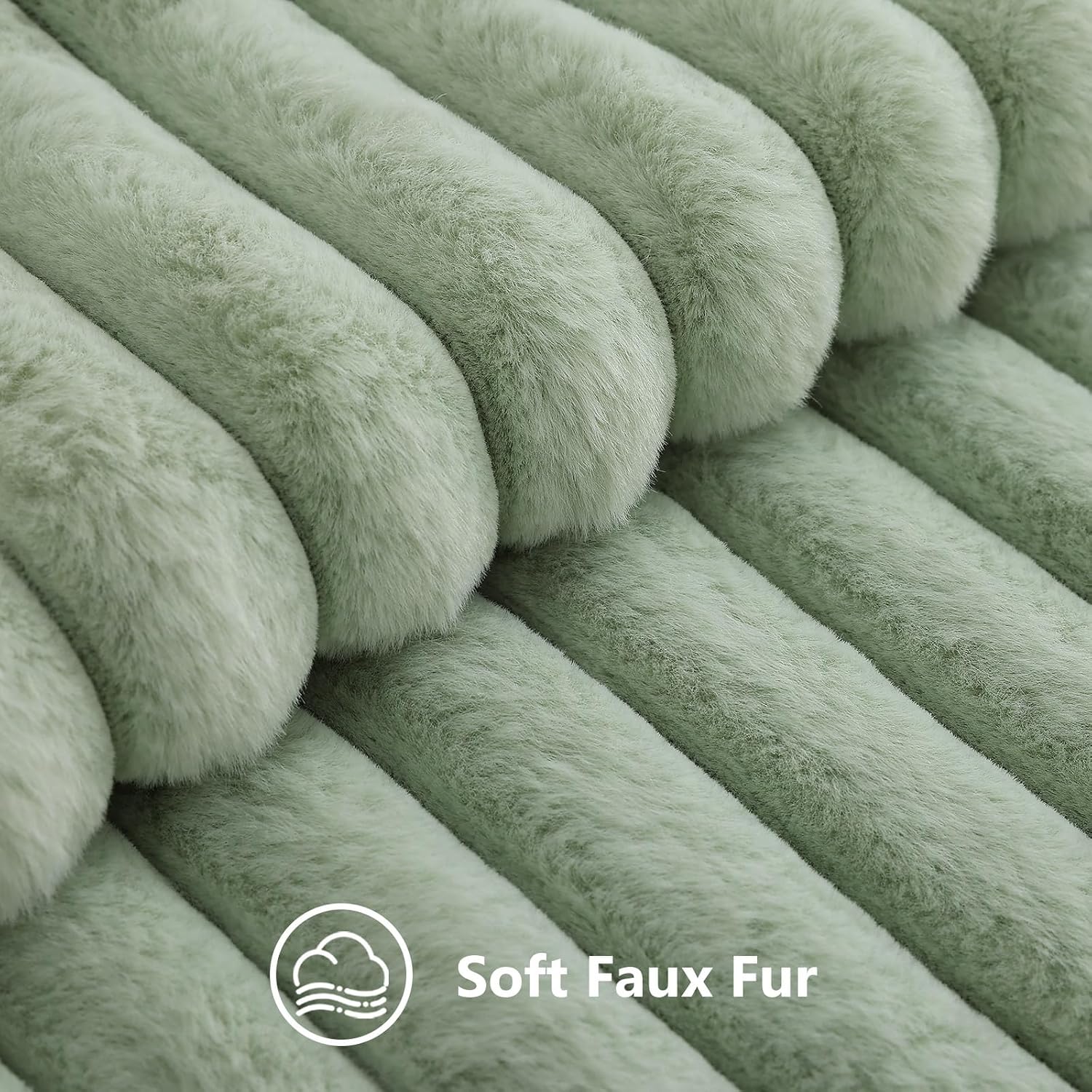 Detalle 2 de decorUhome Fall Faux Fur Throw Pillow Covers, 16x16, Set of 2, Sage Green