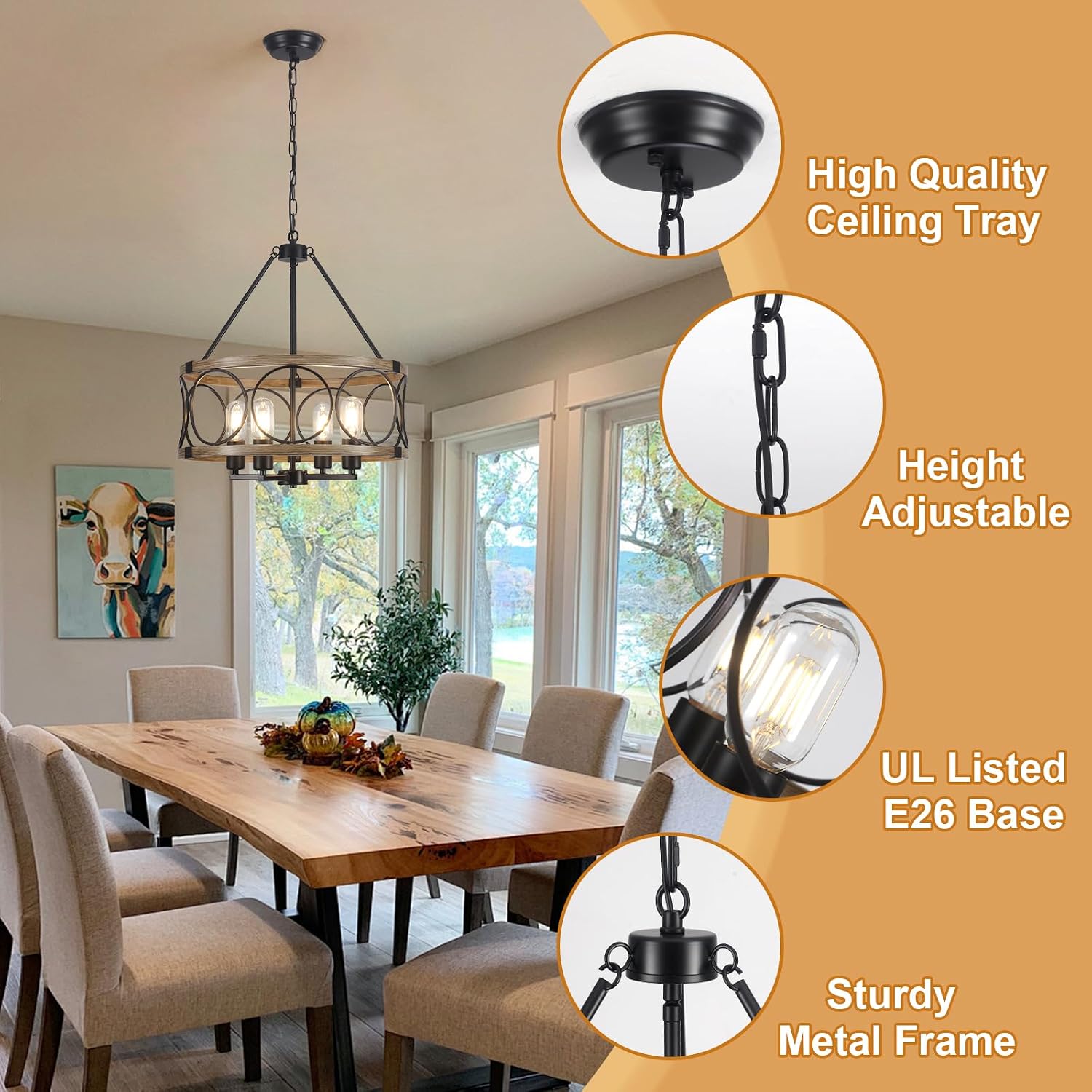 Thumbnail 2 de SLBWQ Farmhouse chandelier, 4-light