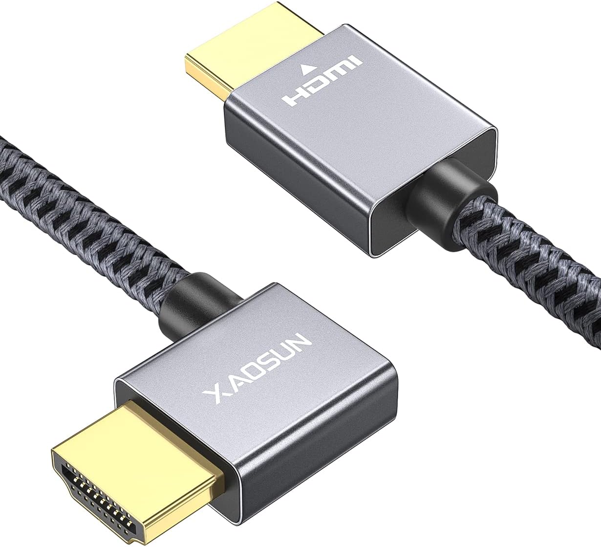 Detalle de XAOSUN HDMI 2.0 2m right‑angle cable 18 Gbps