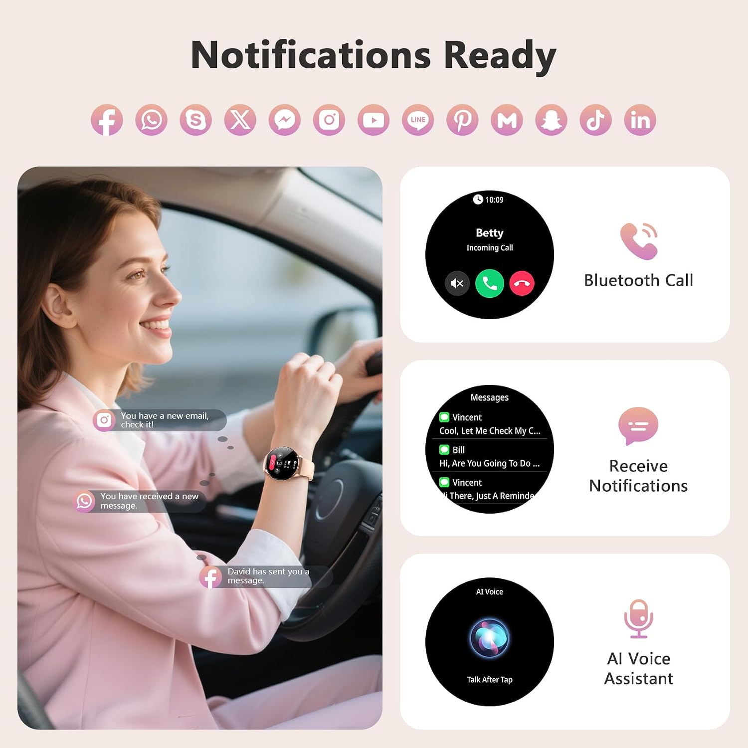 Detalle de Blackview Smart Watch for Women with Call Make/Answer 1.43" AMOLED