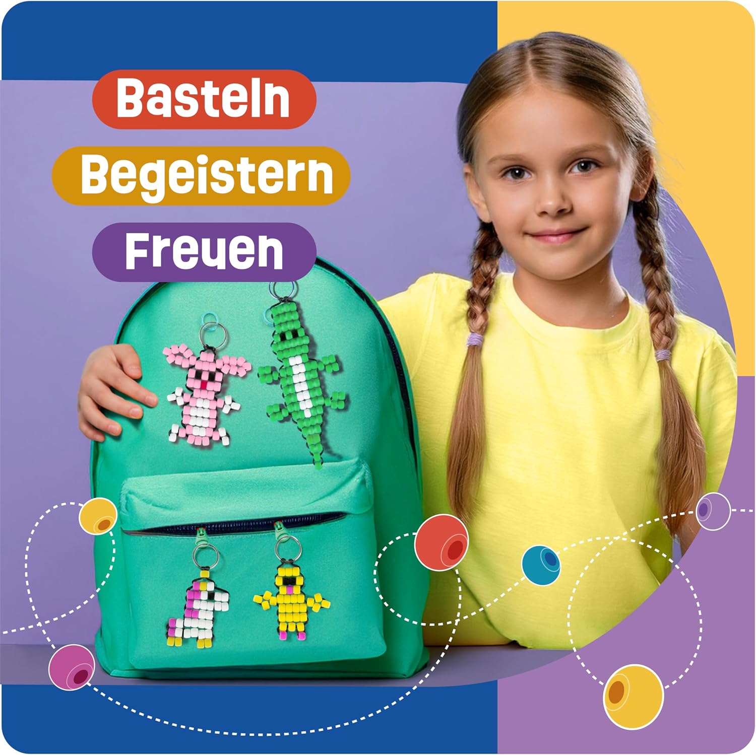 Thumbnail 5 de Smowo® Perlentiere Bastelset mit Perlen für 9 Schlüsselanhänger-Tiere