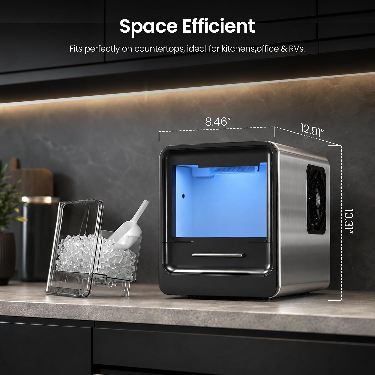 Thumbnail 4 de Kismile IM1A03-STEEL Nugget Ice Maker, 35 lb/24H, Self-Cleaning