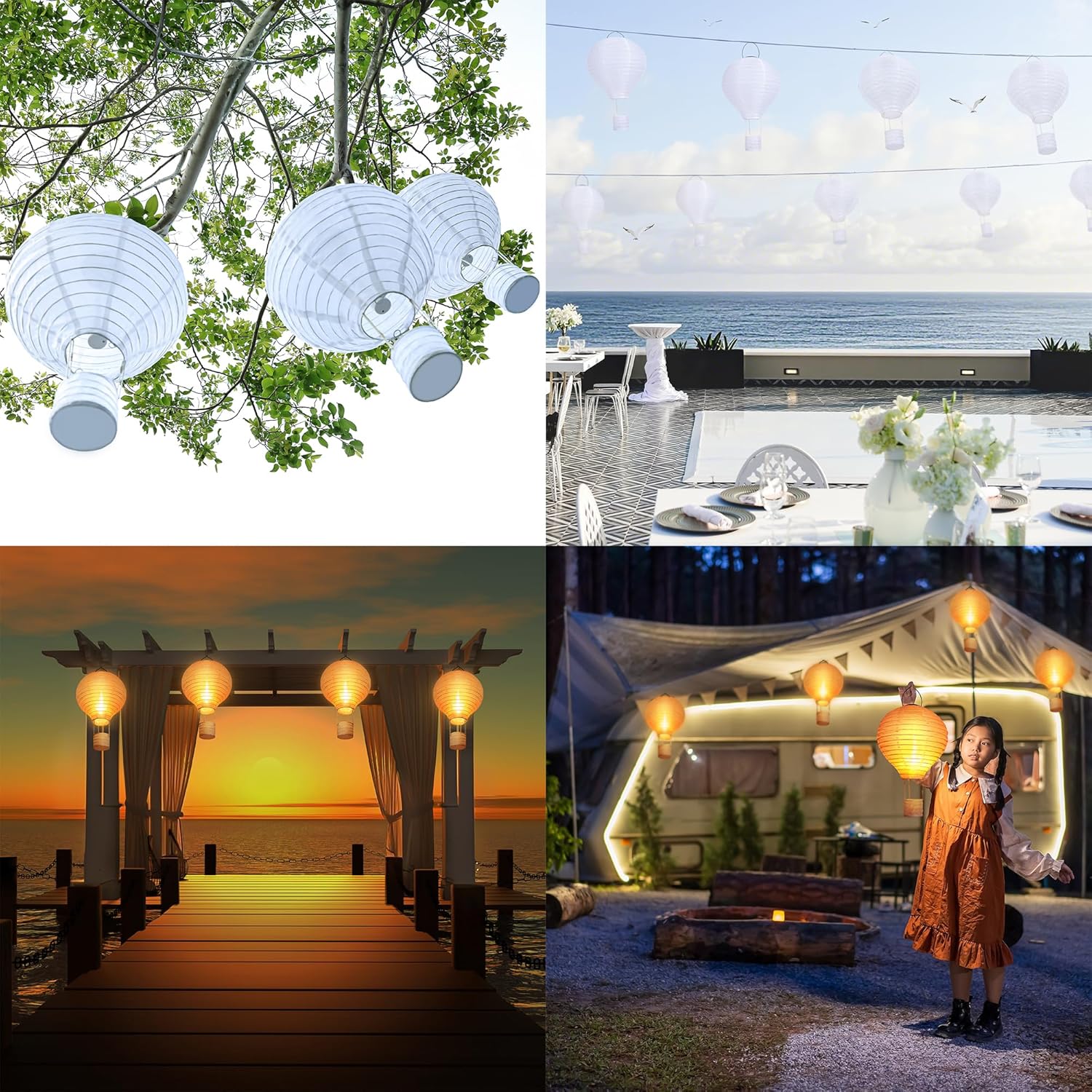 Thumbnail 1 de Solarlampen für Außen Hängend – 30 cm Heißluftballon Solar-Lampion mit flackernder LED-Flamme (1 Stück)