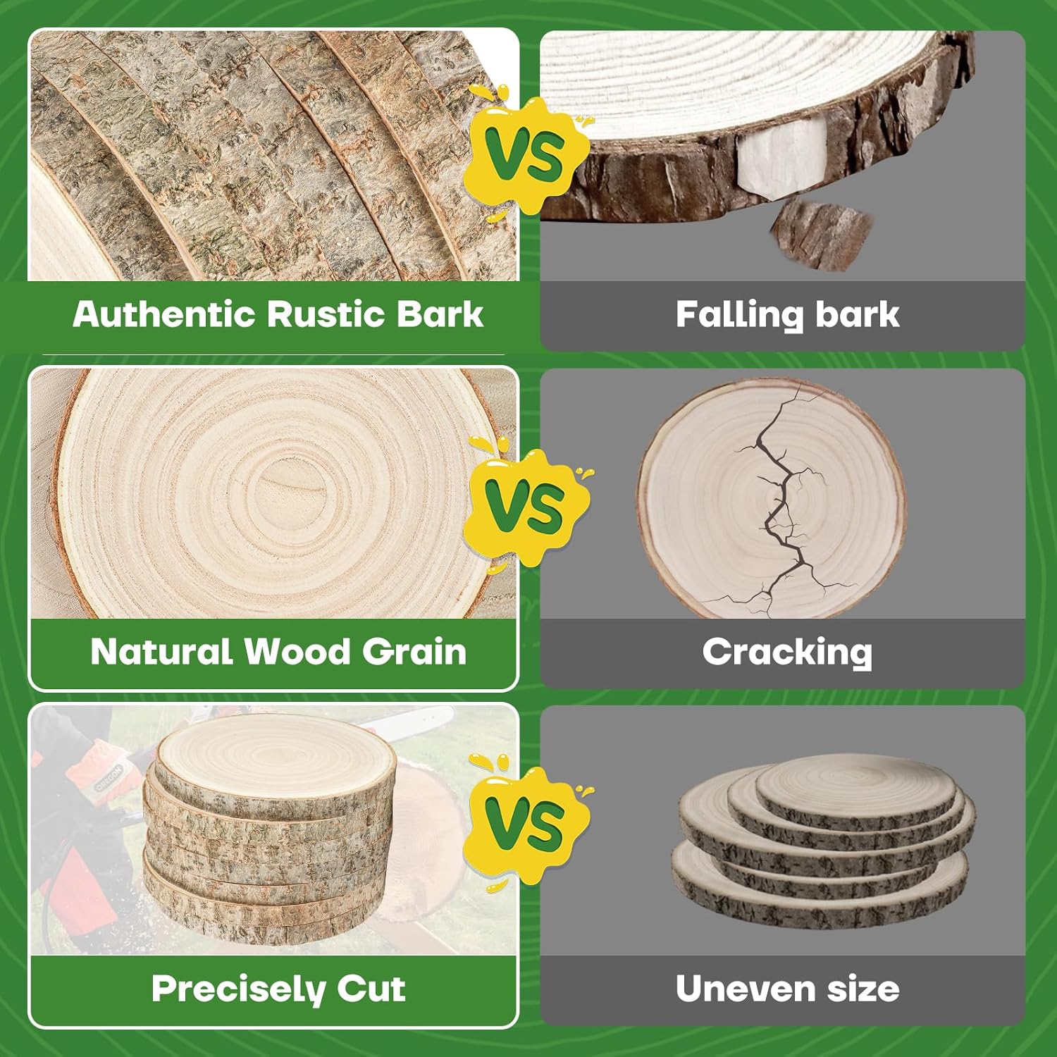 Thumbnail 2 de 8-Pack Wood Slices (7-8 Inch) - Natural Bark-On Wooden Rounds for DIY, Weddings & Decor