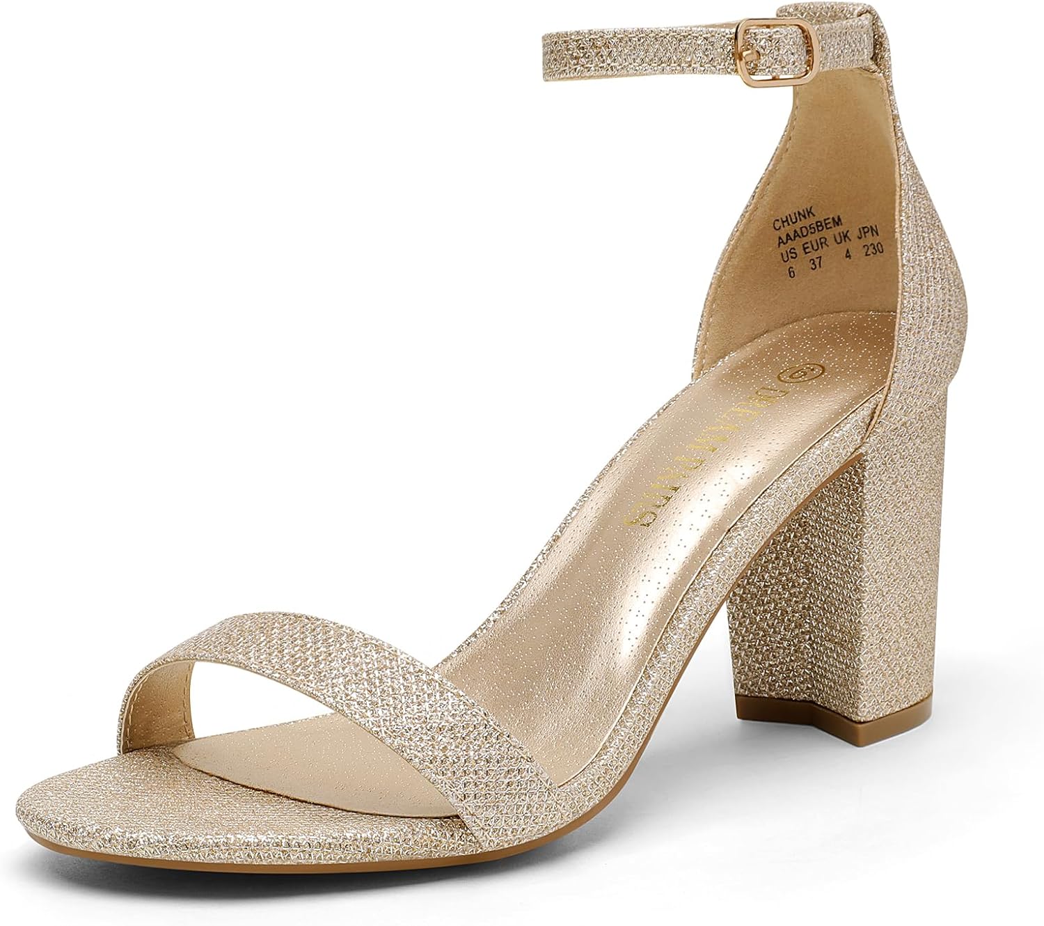 Detalle de DREAM PAIRS Women's Comfort Block Heel Sandals, Open Toe, Adjustable Ankle Strap