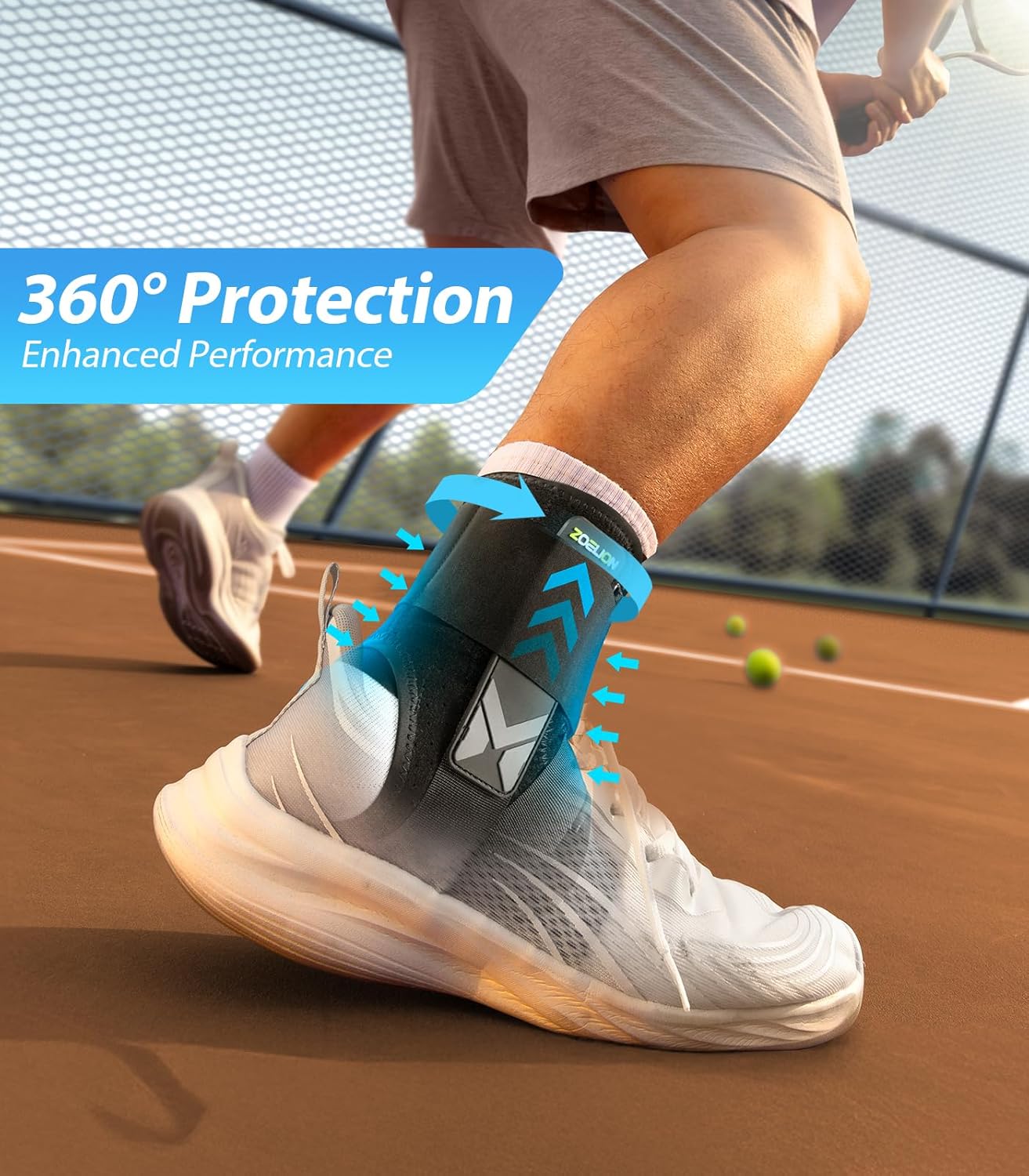 Detalle de ZOELION Ankle Support with Side Stabilizing Pads – Quick Lace Up, Breathable & Adjustable for Ligament Injury Recovery