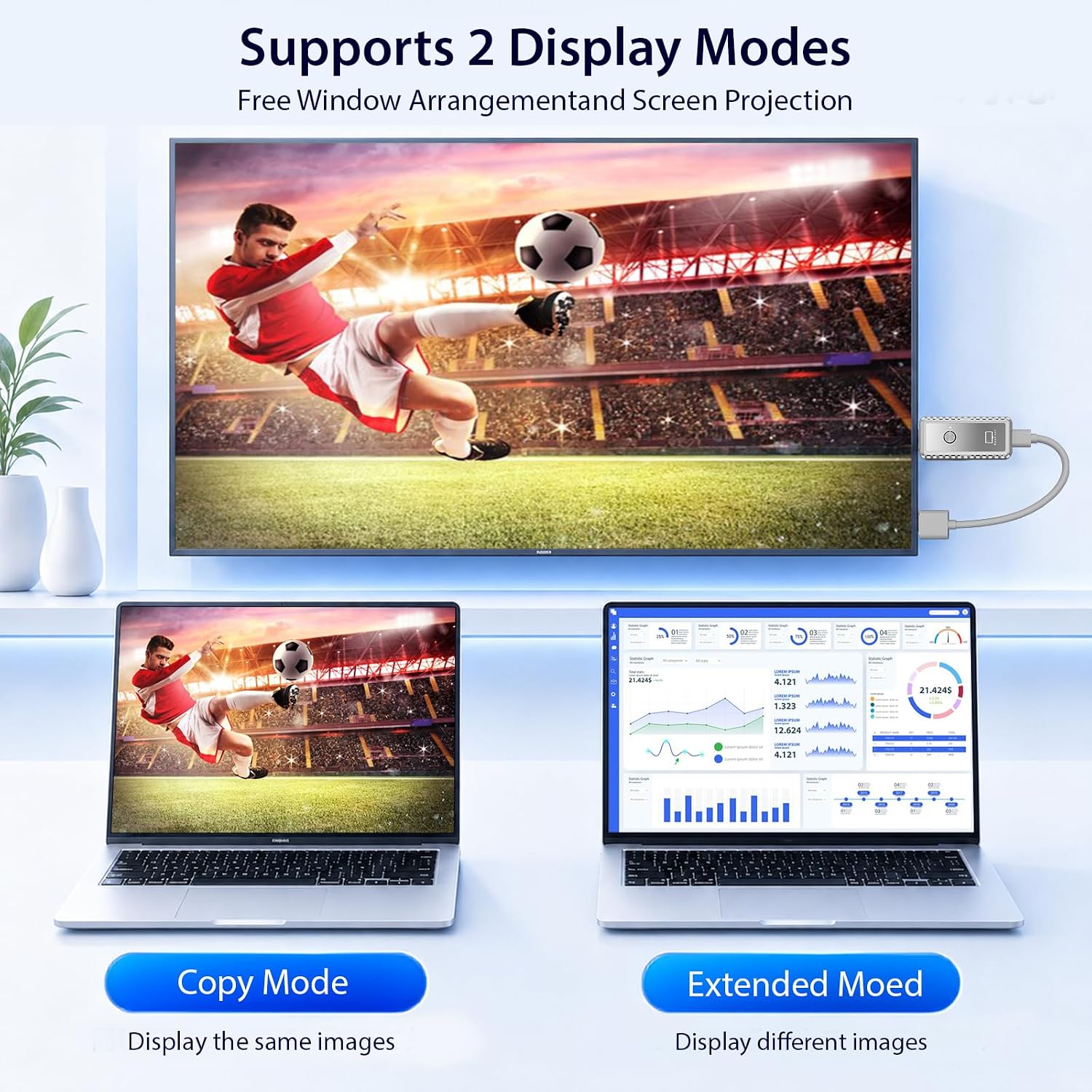 Thumbnail 6 de Type-C Wireless HDMI Transmitter and Receiver (164FT) – Plug & Play 4K Decode to 1080p, for Phone, Tablet, Laptop to TV/Monitor