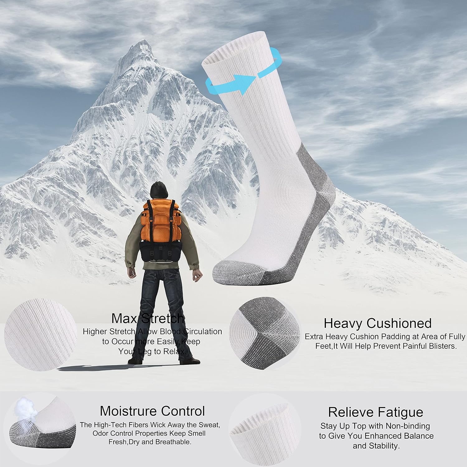 Thumbnail 1 de Ortis Men’s Cotton Cushion Crew Socks (Moisture-Wicking, Thick, Warm) for Work Boots