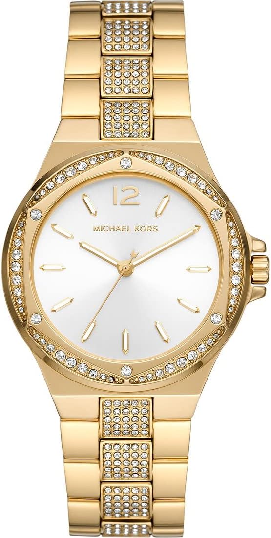 Detalle 2 de Michael Kors Lennox Damenuhr – goldfarbenes Quarzwerk mit Edelstahlarmband