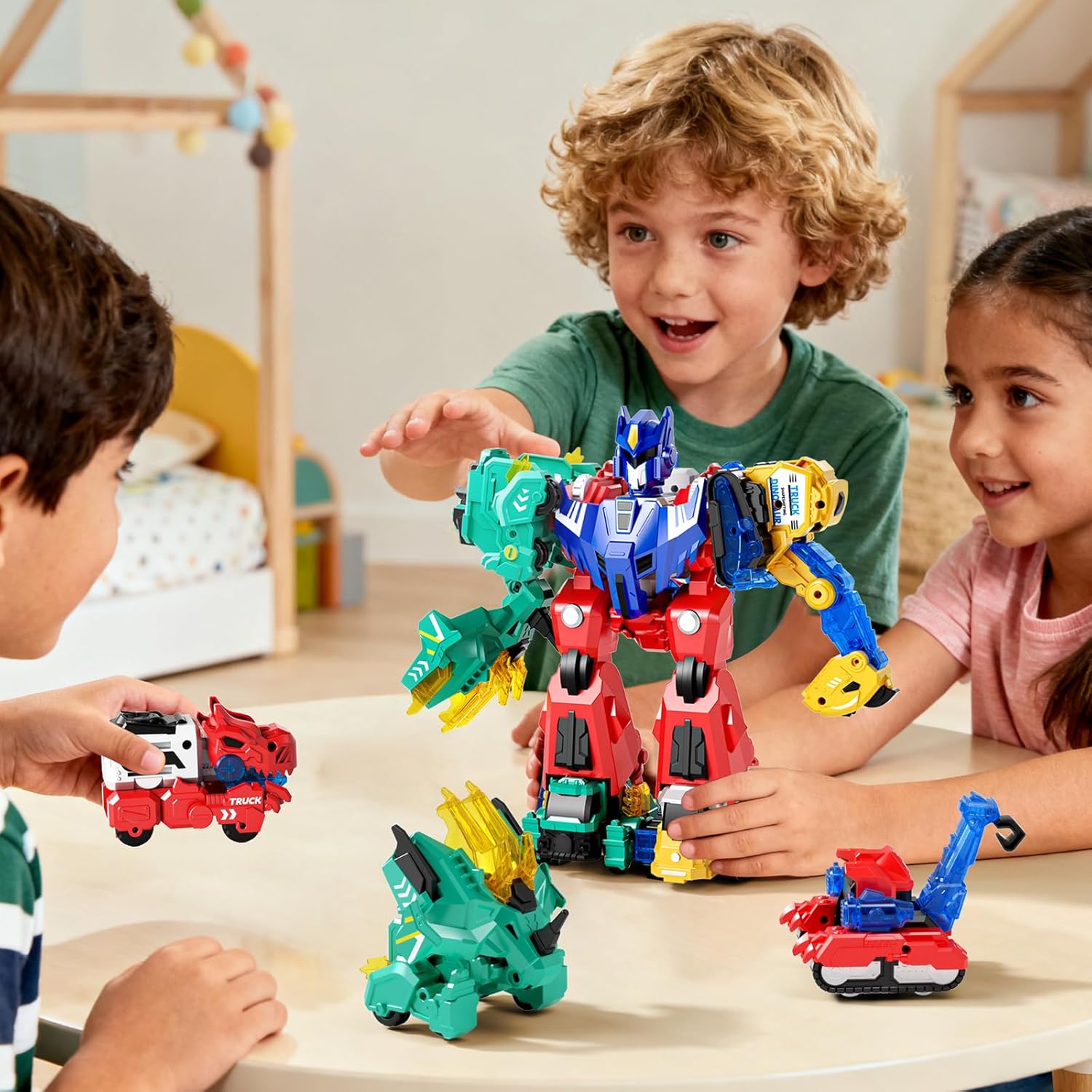 Thumbnail 5 de Dimoarch Magnetic Dinosaur Transforming Robot Toys (6-in-1 Dino Construction Trucks)