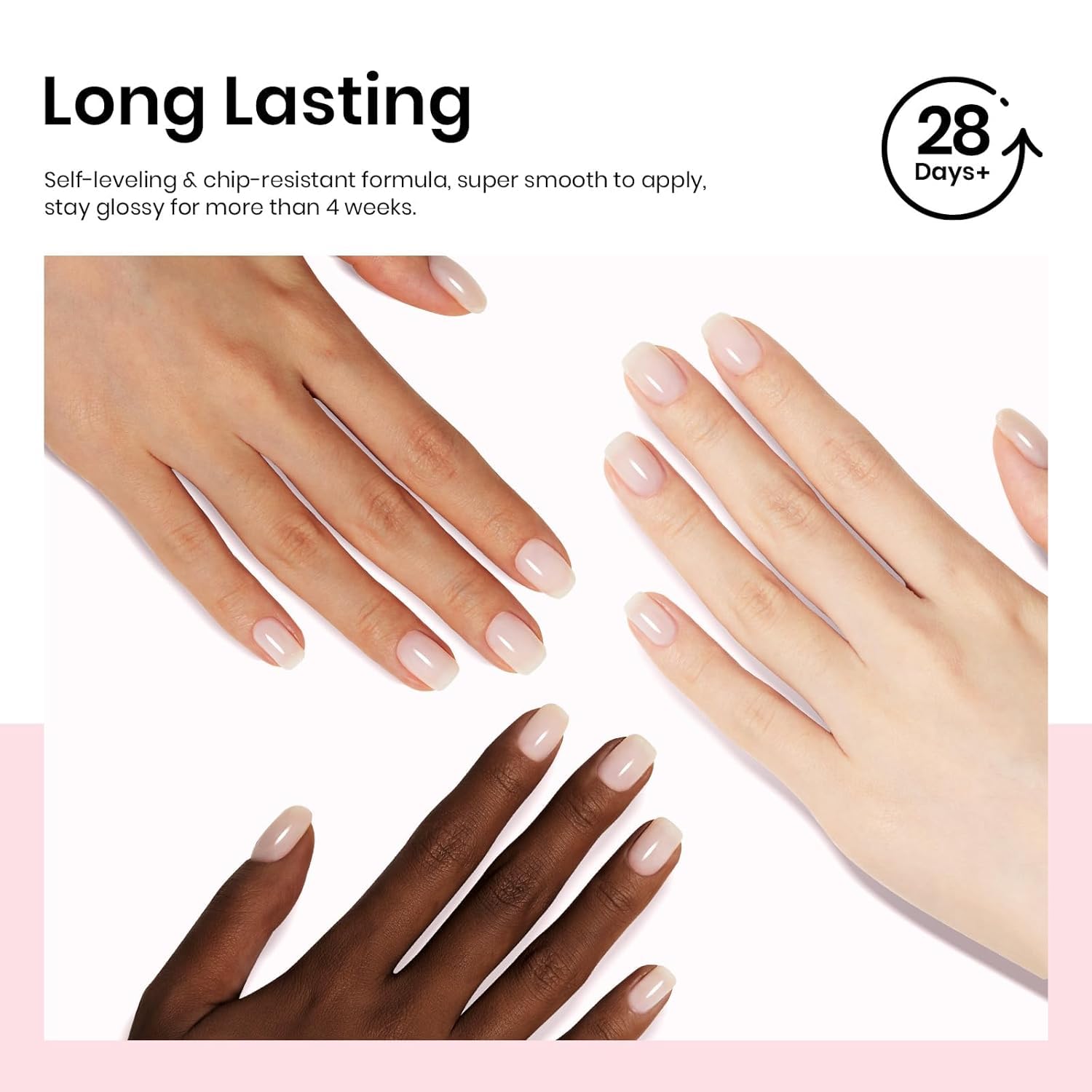 Thumbnail 6 de Beetles TBM001 Milky White Gel Nail Polish Set with Base and No-Wipe Top Coat