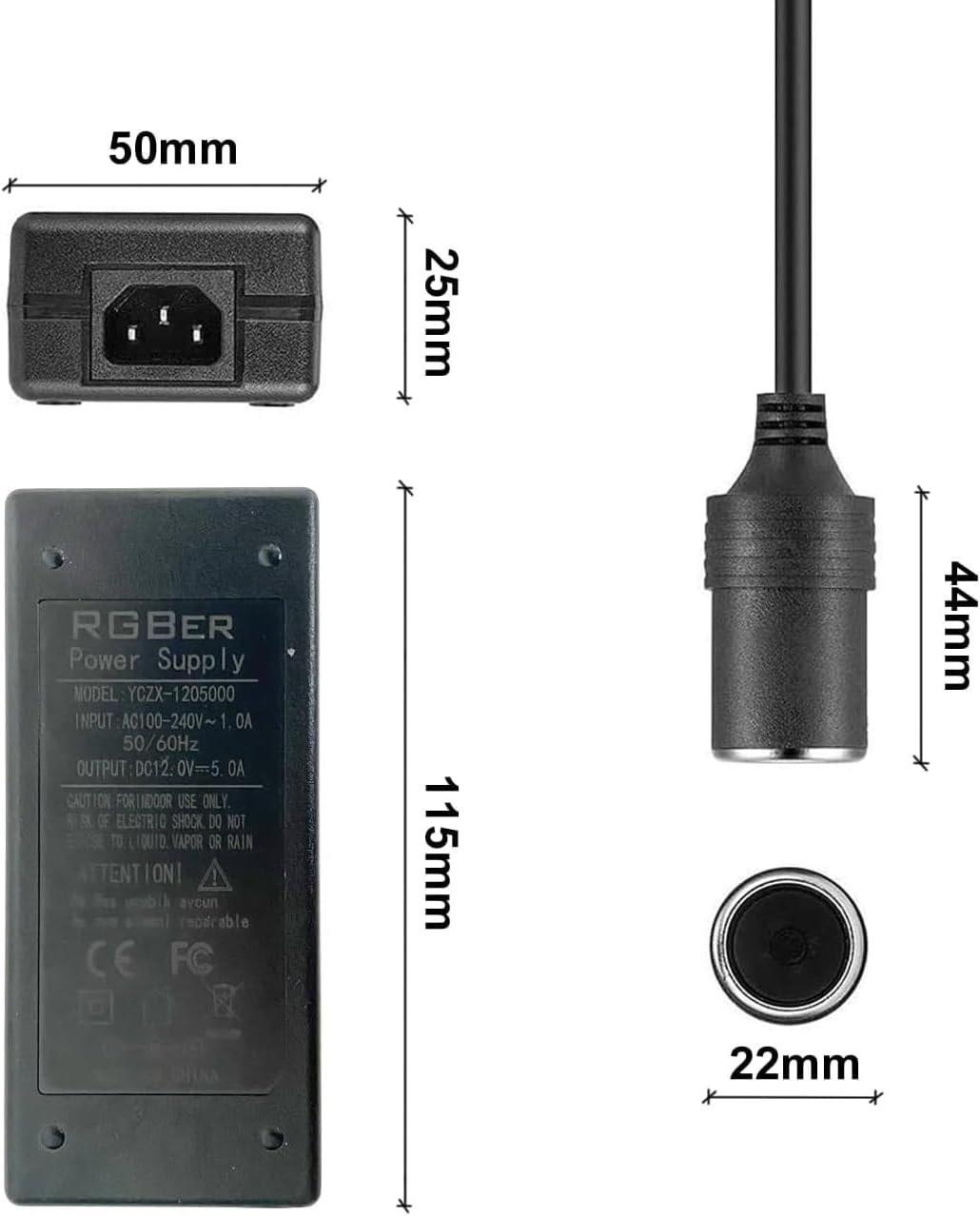 Thumbnail 6 de Adapter Zigarettenanzünder Steckdose – 230V auf 12V 60W, ideal für Kühlboxen und Camping