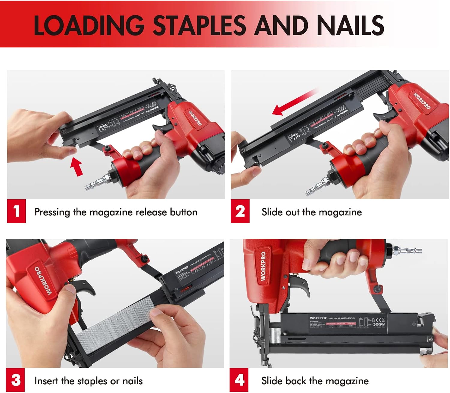 Detalle de WORKPRO Air Brad Nailer 50 mm, 2-in-1