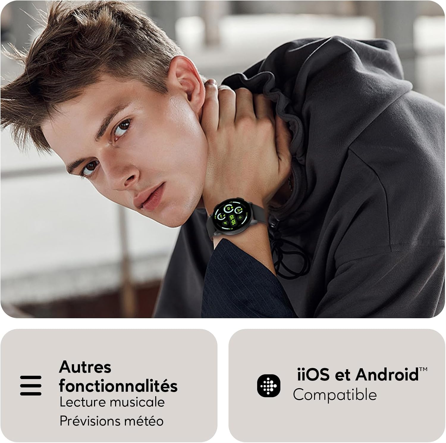 Thumbnail 6 de AcclaFit Montre Connectée – 1,38" rond, 147+ sports, suivi santé et appels | IP68