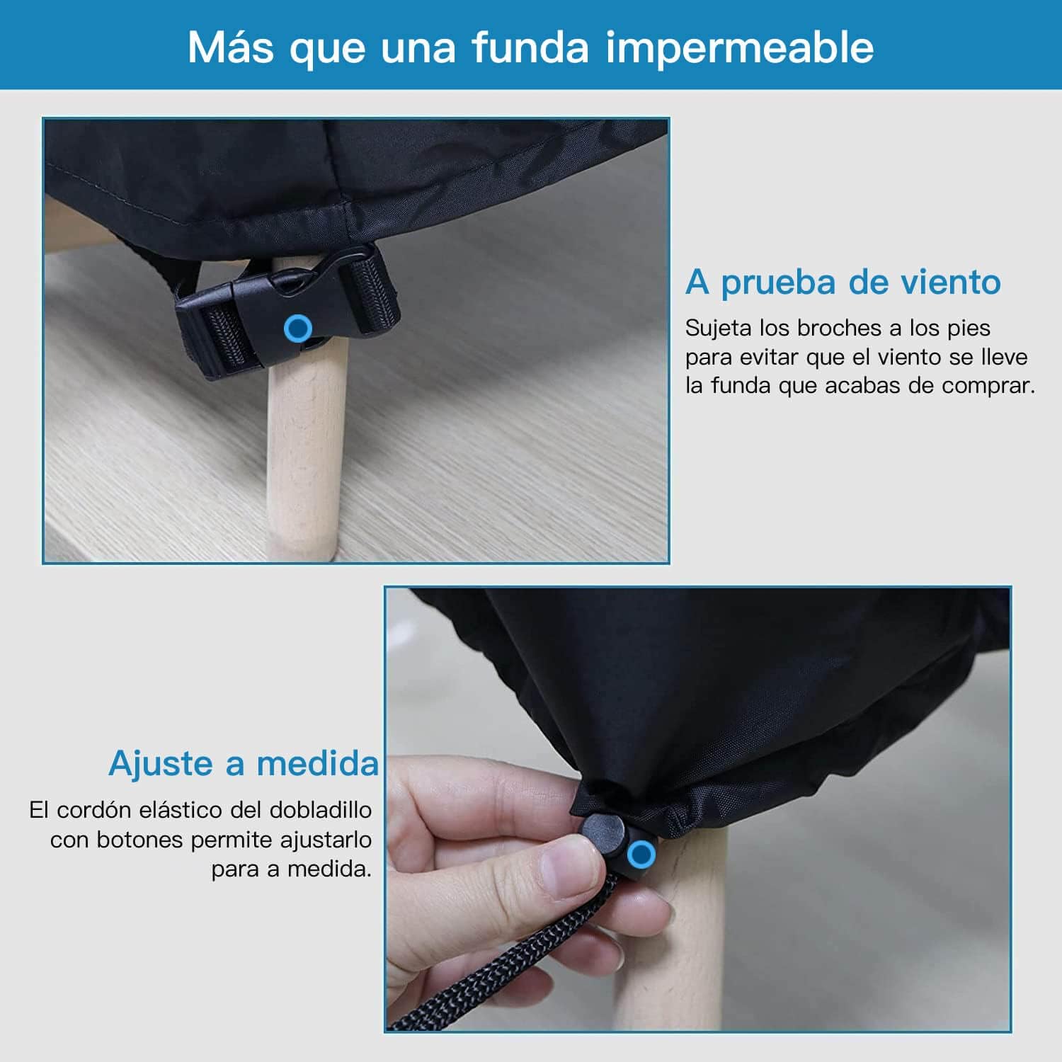 Detalle 2 de AWNIC Funda para Mesa Exterior Impermeable y Resistente ☂