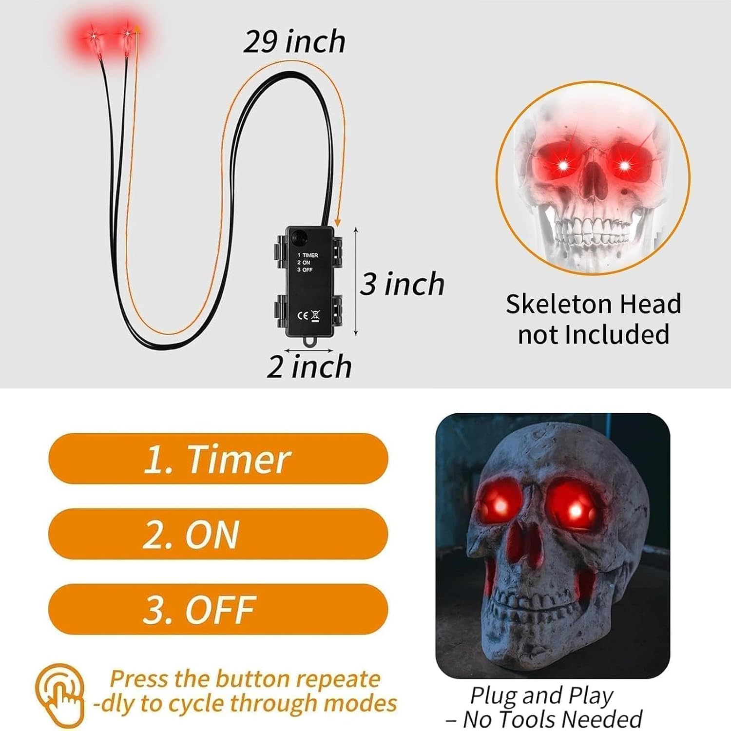 Detalle de BlissfulTie BL1457 Red LED Halloween Eyes, 2 Sets with 6-Hour Timer