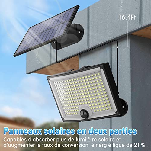 Detalle 2 de KagoLing Lampe Solaire Extérieure – 202 LED, Détecteur Mouvement, Télécommande, panneau séparé 5m