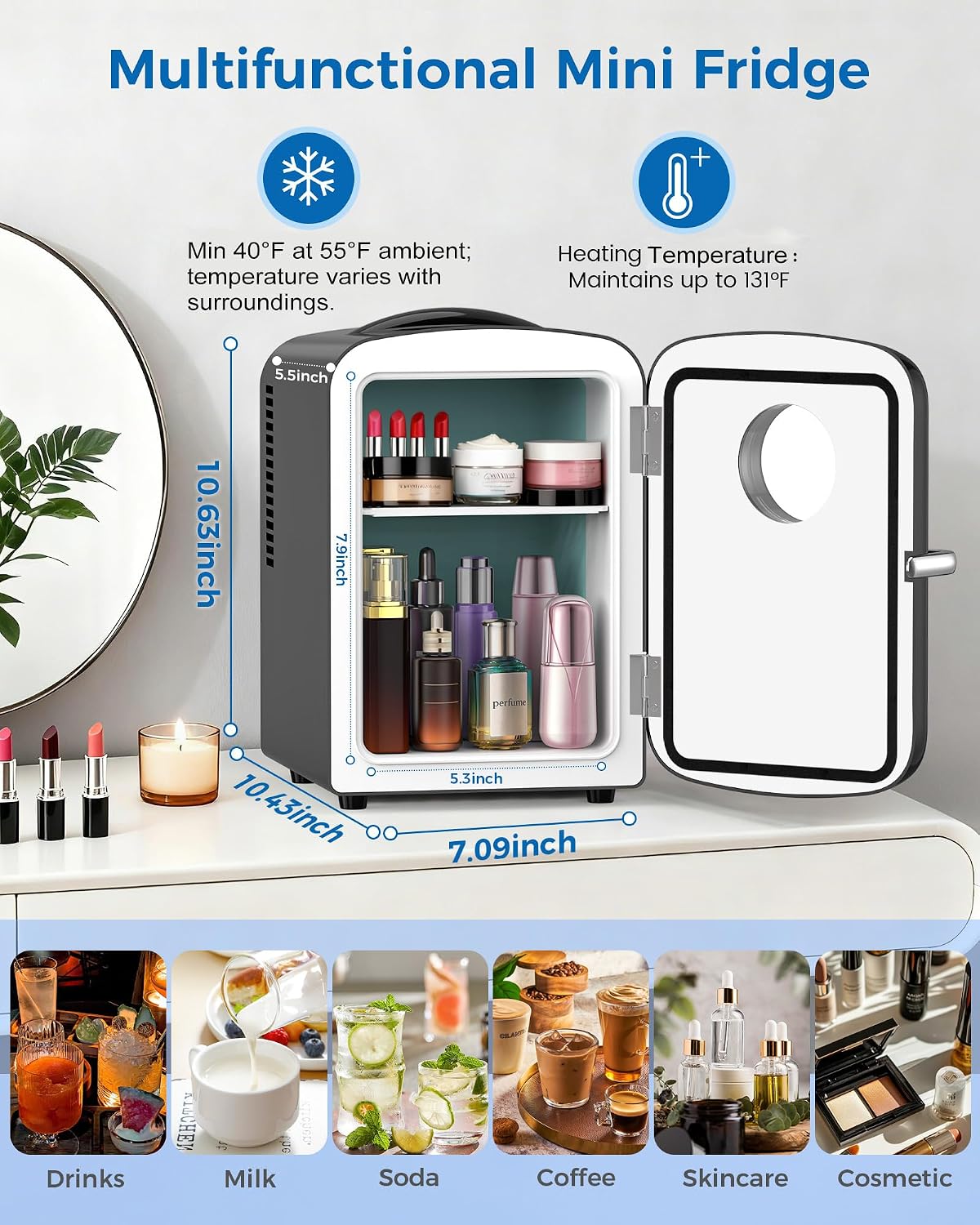 Thumbnail 1 de Electactic LY2504L1 4L Mini Fridge for Skincare and Drinks, Black