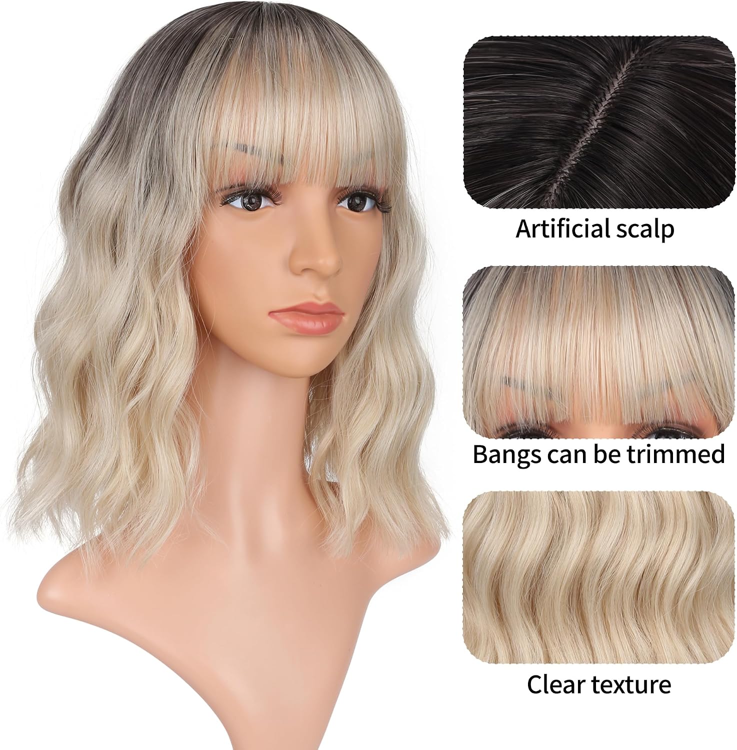 Detalle de VCKOVCKO Synthetic Bob Wig, 12-inch